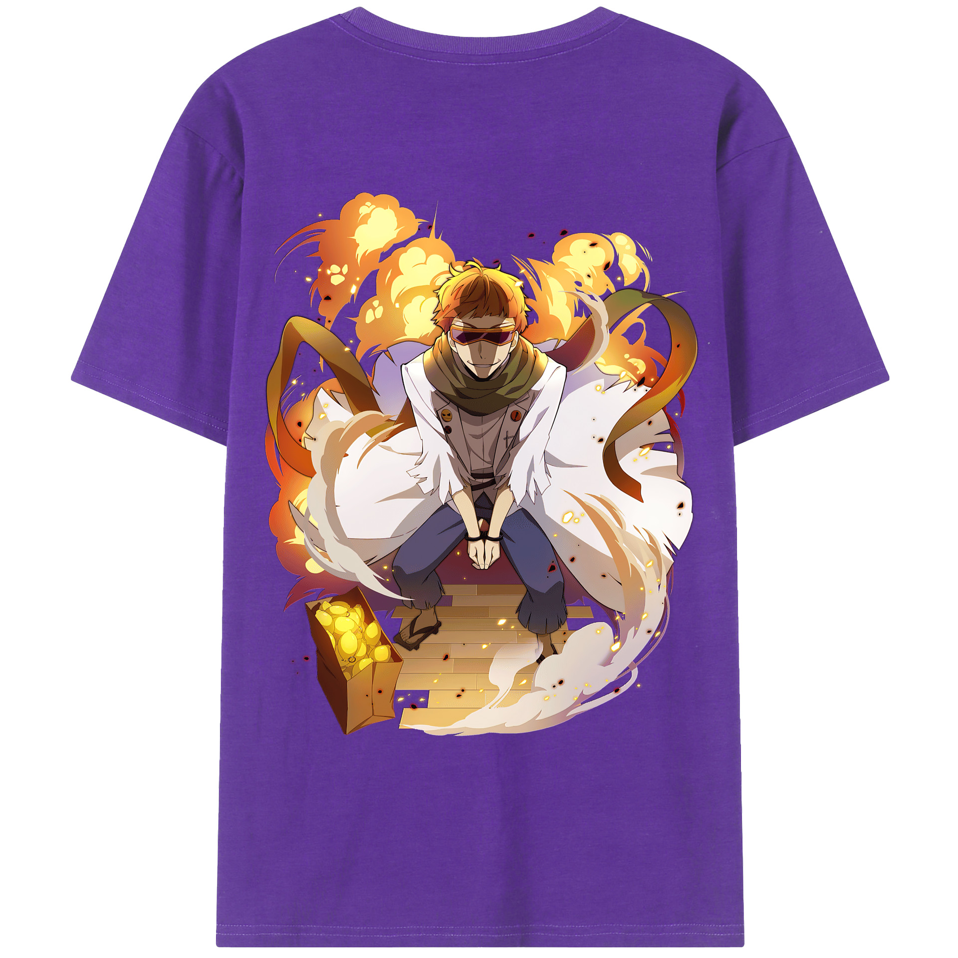 （画像用） 文豪ストレイドッグス Bungo Stray Dogs 綿100％ メンズ半袖Tシャツ（バックプリント） 通気性