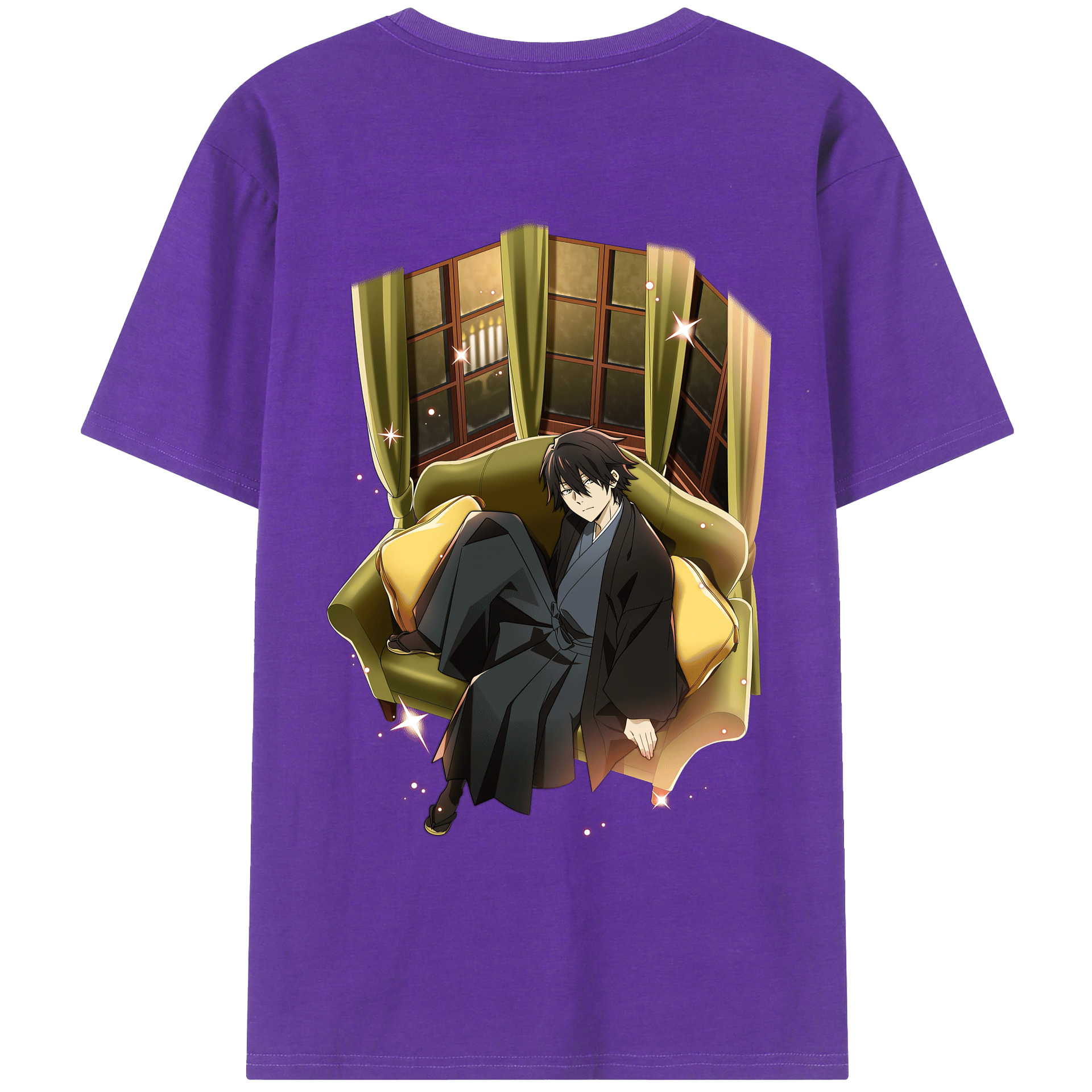 （画像用） 文豪ストレイドッグス Bungo Stray Dogs 綿100％ メンズ半袖Tシャツ（バックプリント） 通気性