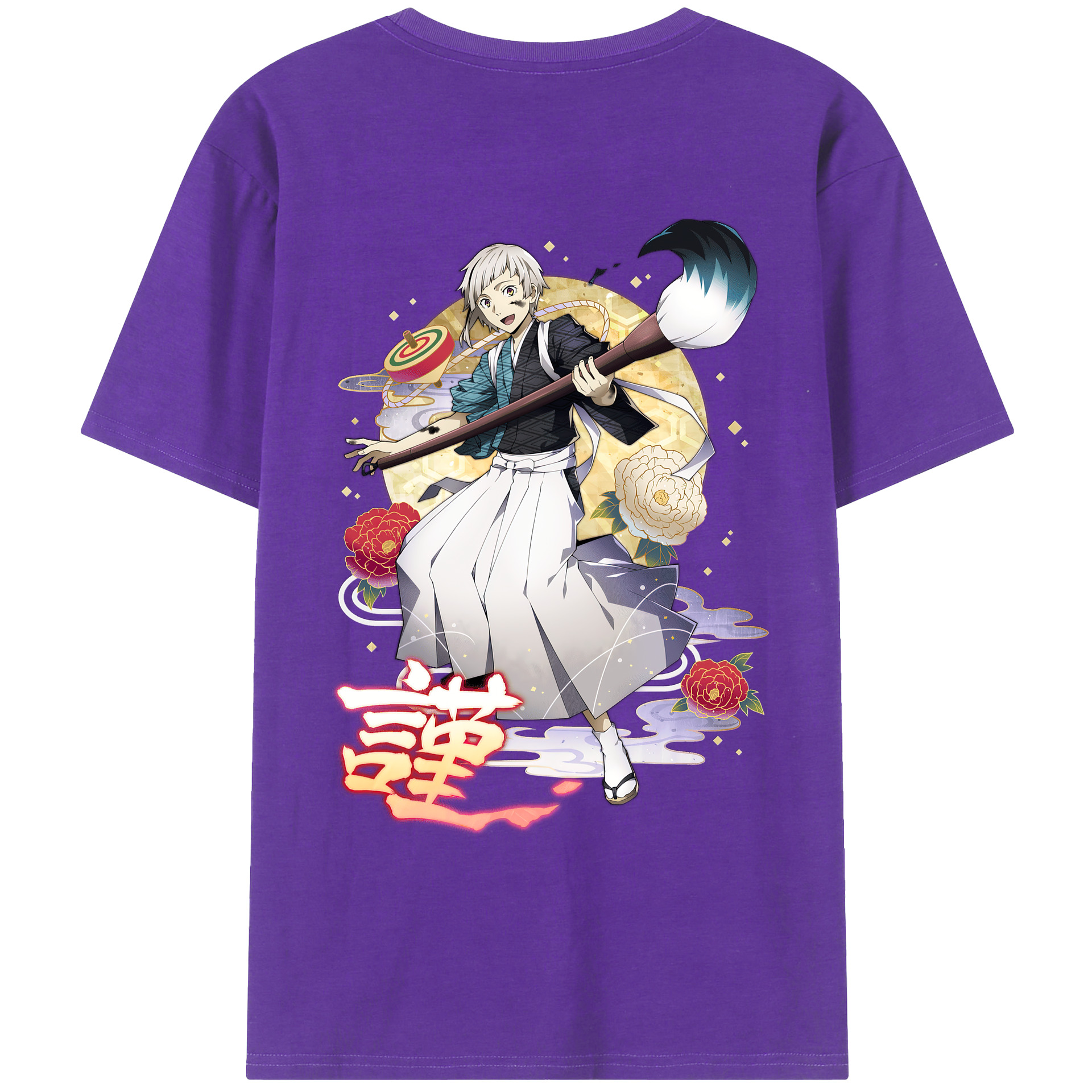 （画像用） 文豪ストレイドッグス Bungo Stray Dogs 綿100％ メンズ半袖Tシャツ（バックプリント） 通気性