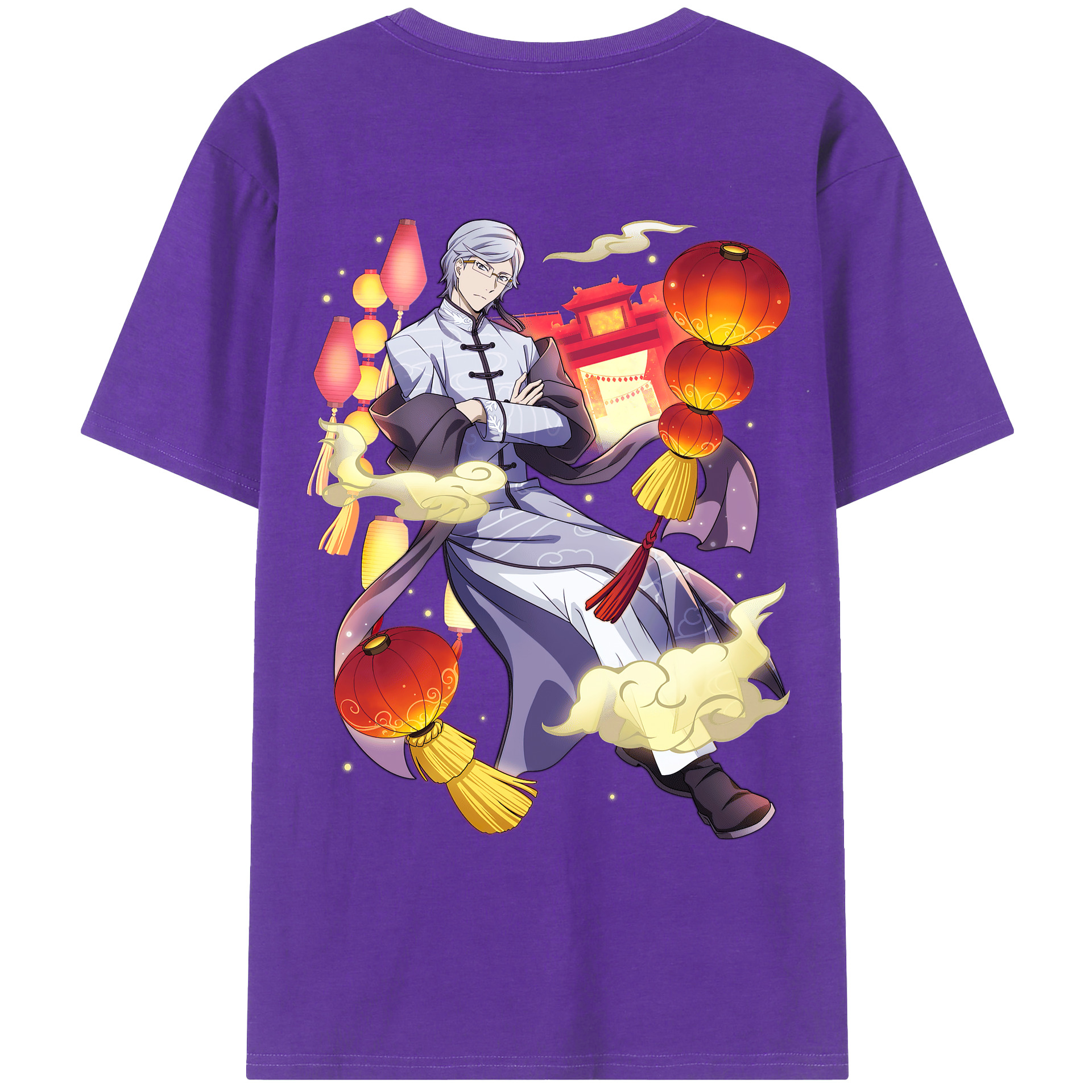 （画像用） 文豪ストレイドッグス Bungo Stray Dogs 綿100％ メンズ半袖Tシャツ（バックプリント） 通気性