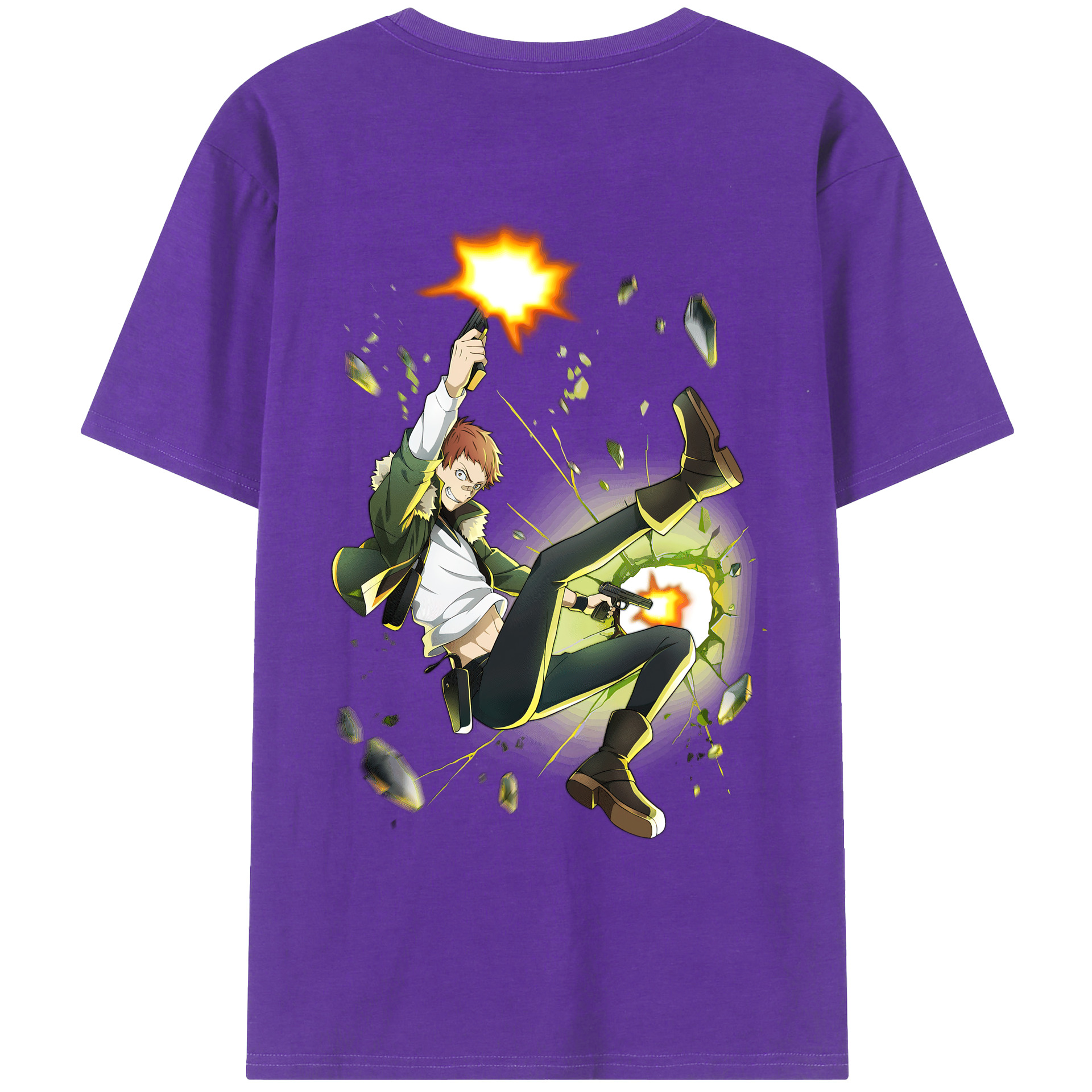 （画像用） 文豪ストレイドッグス Bungo Stray Dogs 綿100％ メンズ半袖Tシャツ（バックプリント） 通気性
