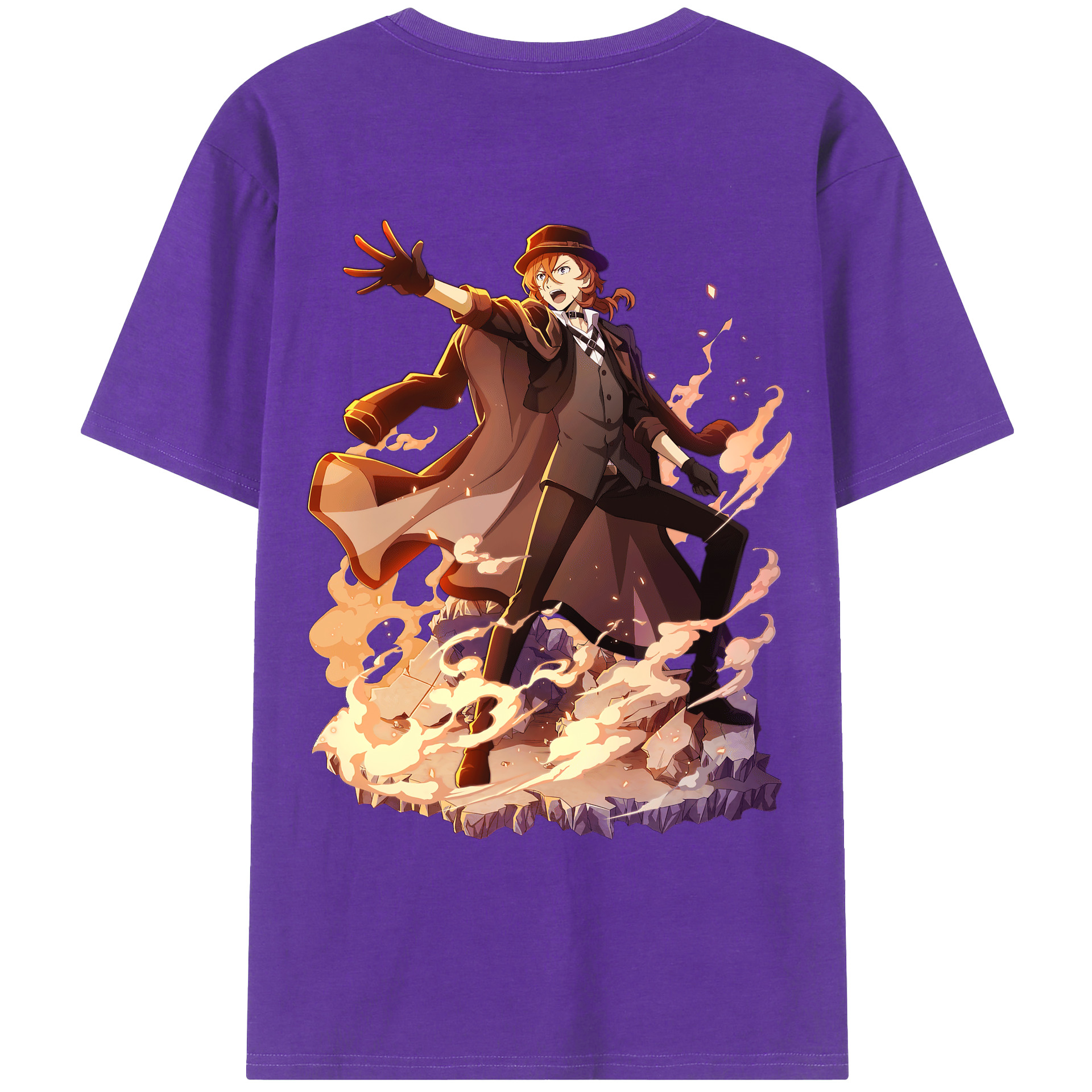 （画像用） 文豪ストレイドッグス Bungo Stray Dogs 綿100％ メンズ半袖Tシャツ（バックプリント） 通気性