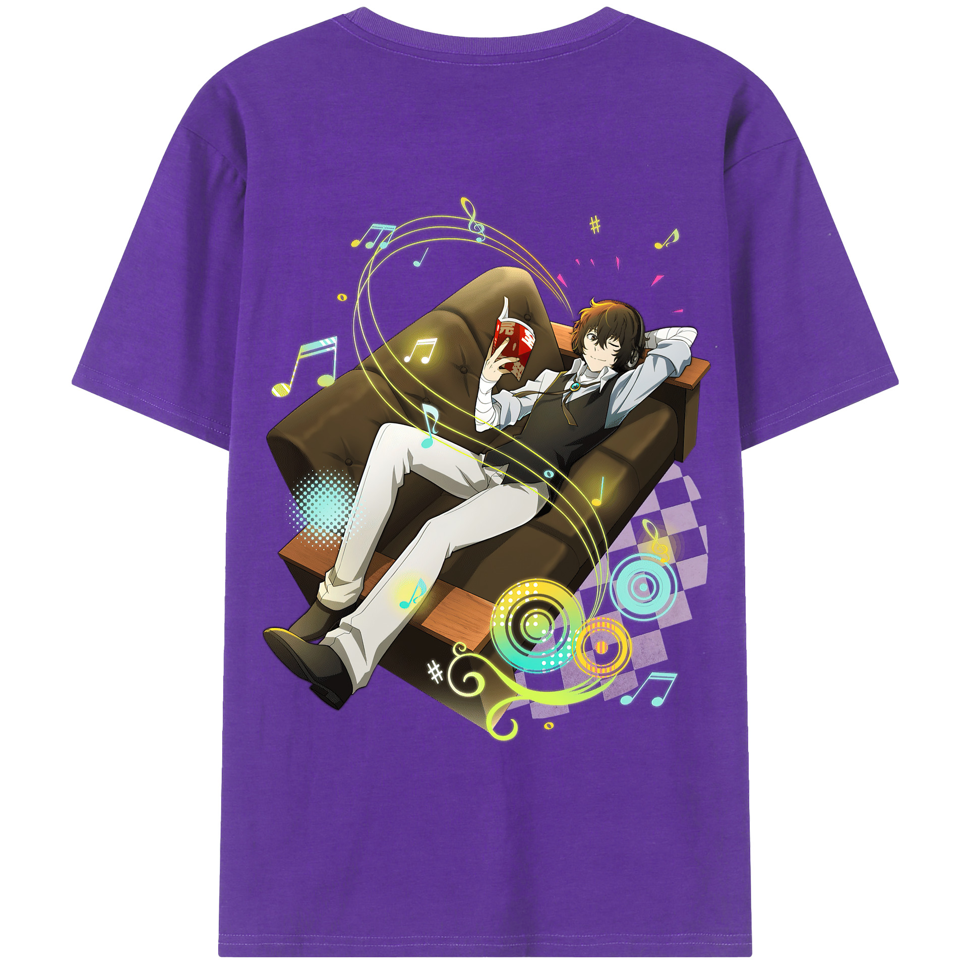 （画像用） 文豪ストレイドッグス Bungo Stray Dogs 綿100％ メンズ半袖Tシャツ（バックプリント） 通気性