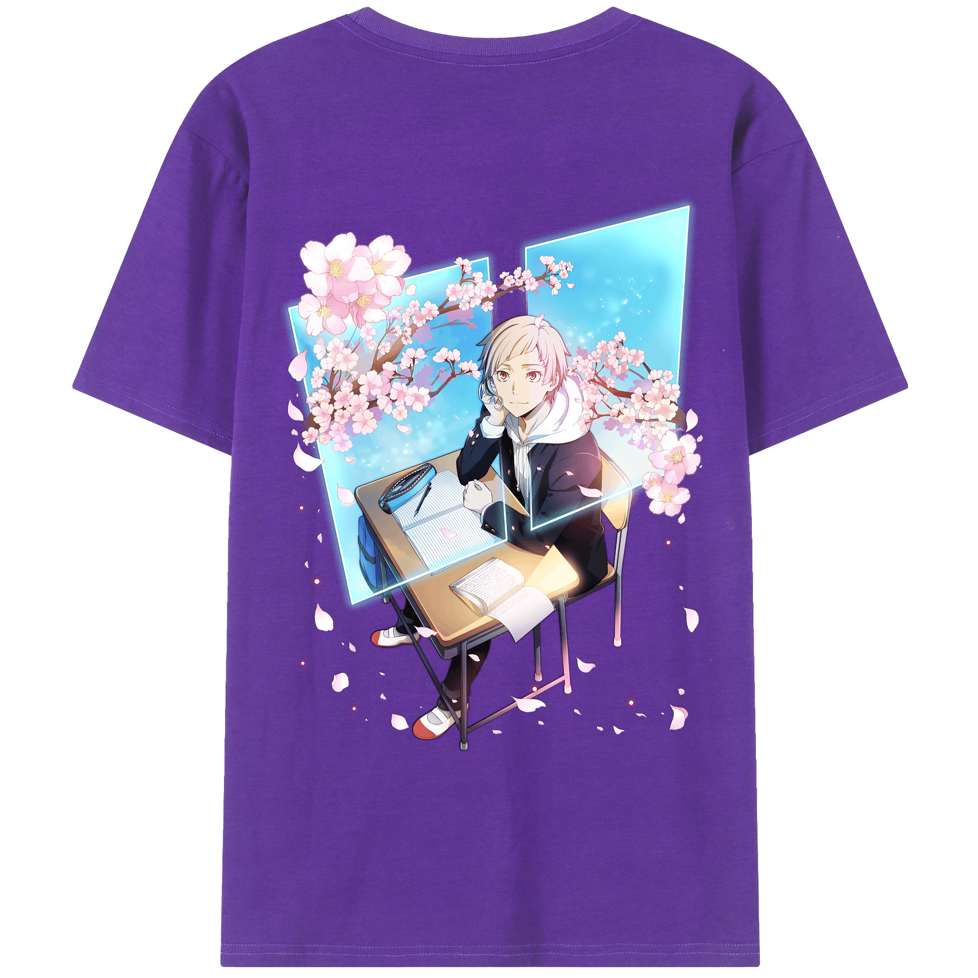 （画像用） 文豪ストレイドッグス Bungo Stray Dogs 綿100％ メンズ半袖Tシャツ（バックプリント） 通気性