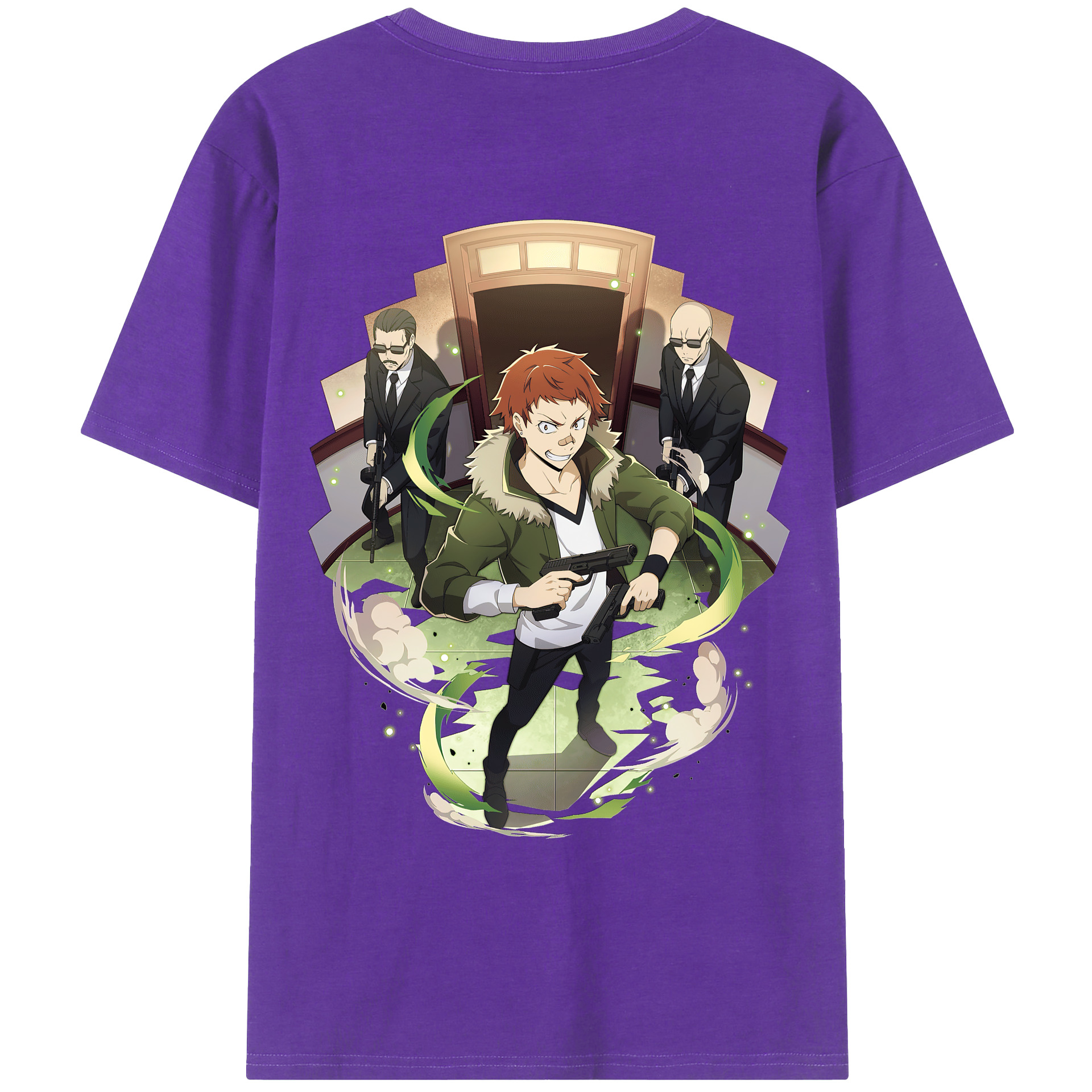 （画像用） 文豪ストレイドッグス Bungo Stray Dogs 綿100％ メンズ半袖Tシャツ（バックプリント） 通気性