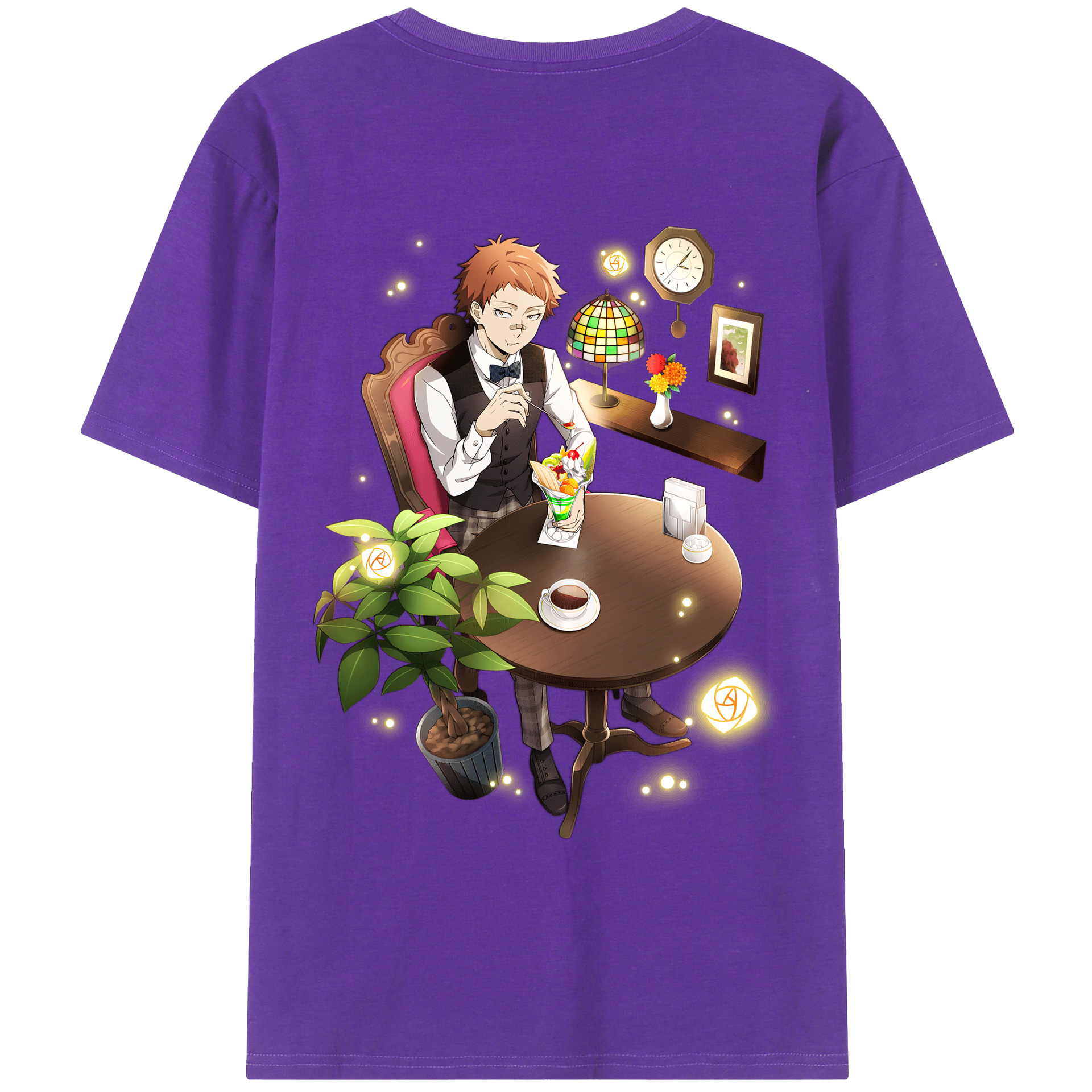 （画像用） 文豪ストレイドッグス Bungo Stray Dogs 綿100％ メンズ半袖Tシャツ（バックプリント） 通気性