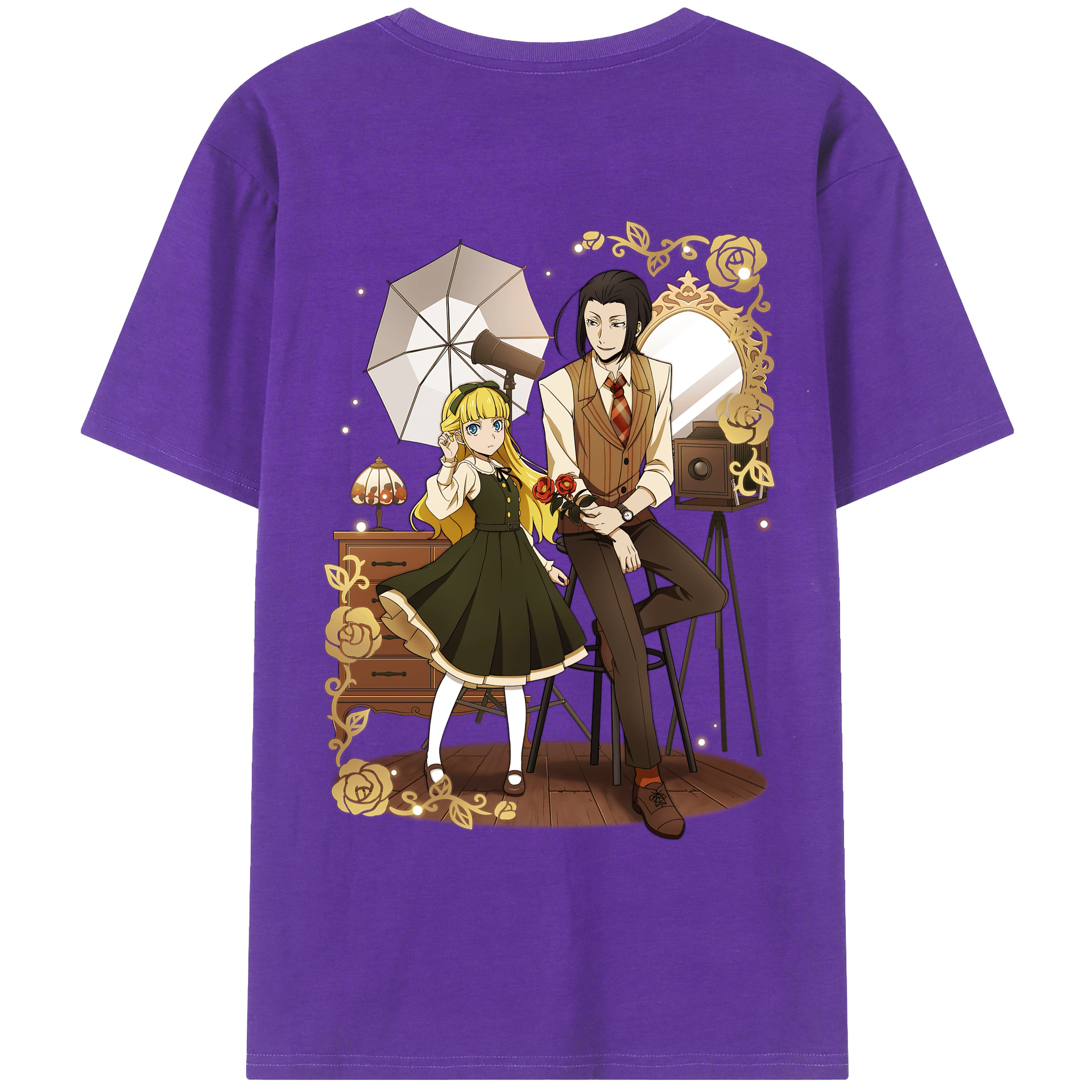 （画像用） 文豪ストレイドッグス Bungo Stray Dogs 綿100％ メンズ半袖Tシャツ（バックプリント） 通気性