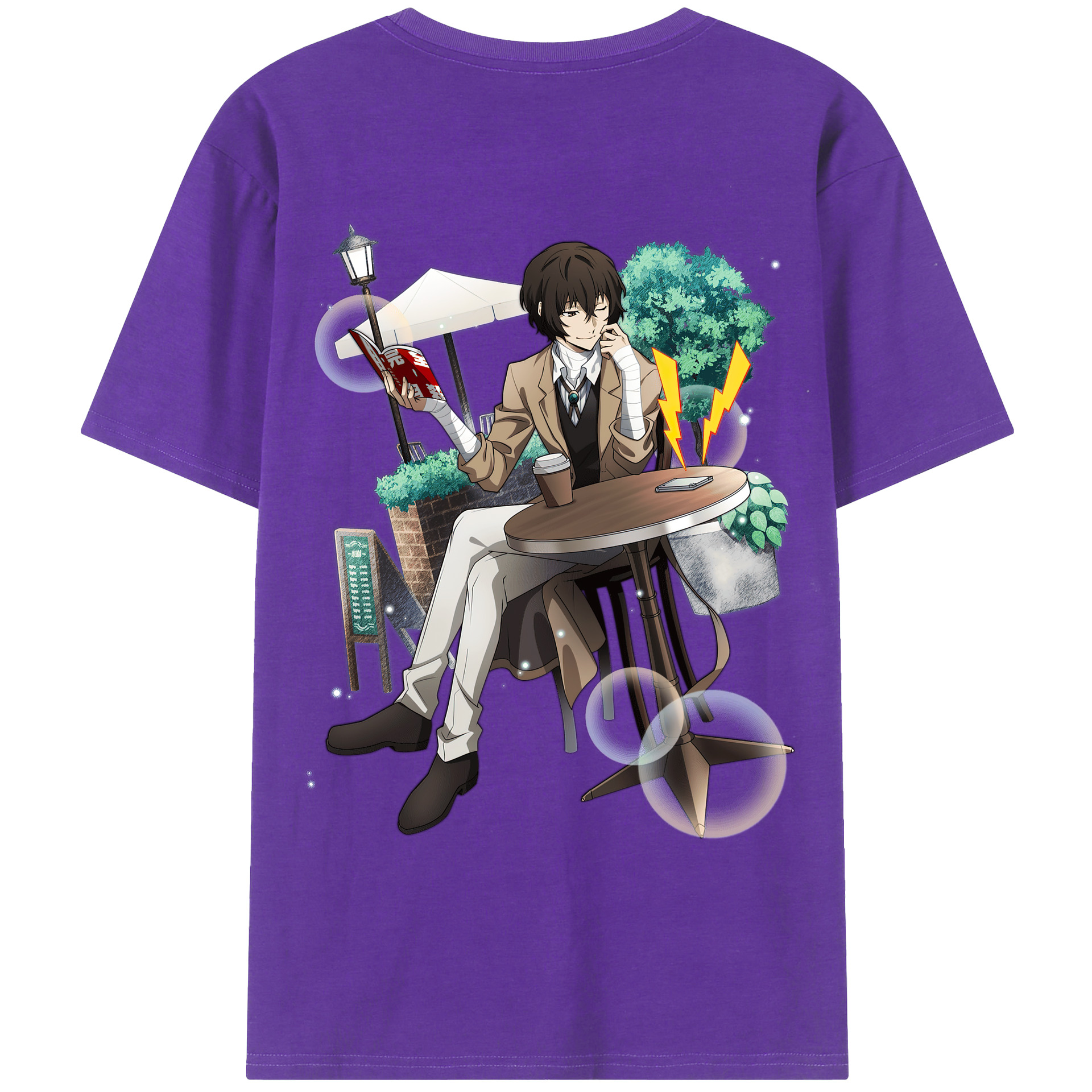 （画像用） 文豪ストレイドッグス Bungo Stray Dogs 綿100％ メンズ半袖Tシャツ（バックプリント） 通気性
