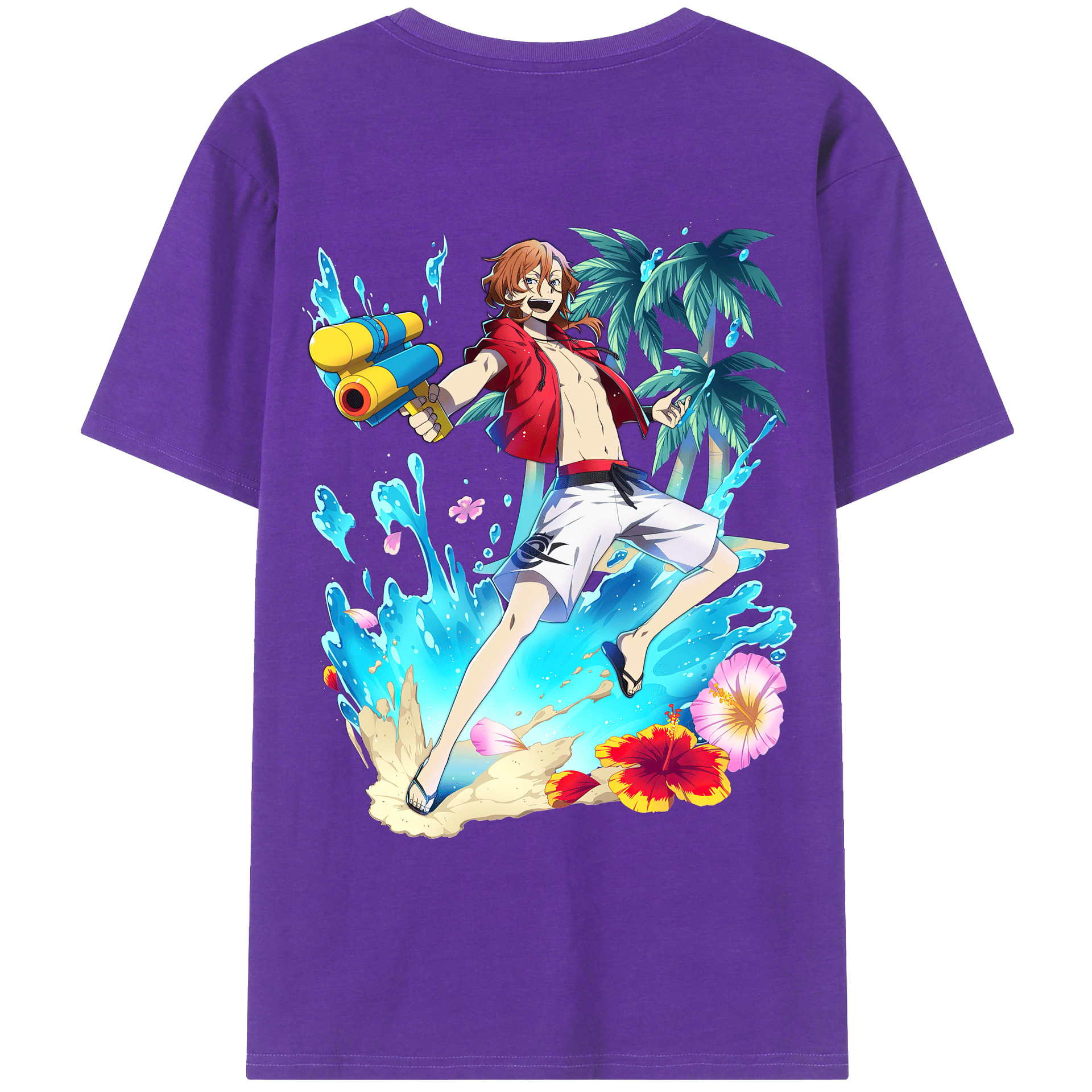 （画像用） 文豪ストレイドッグス Bungo Stray Dogs 綿100％ メンズ半袖Tシャツ（バックプリント） 通気性