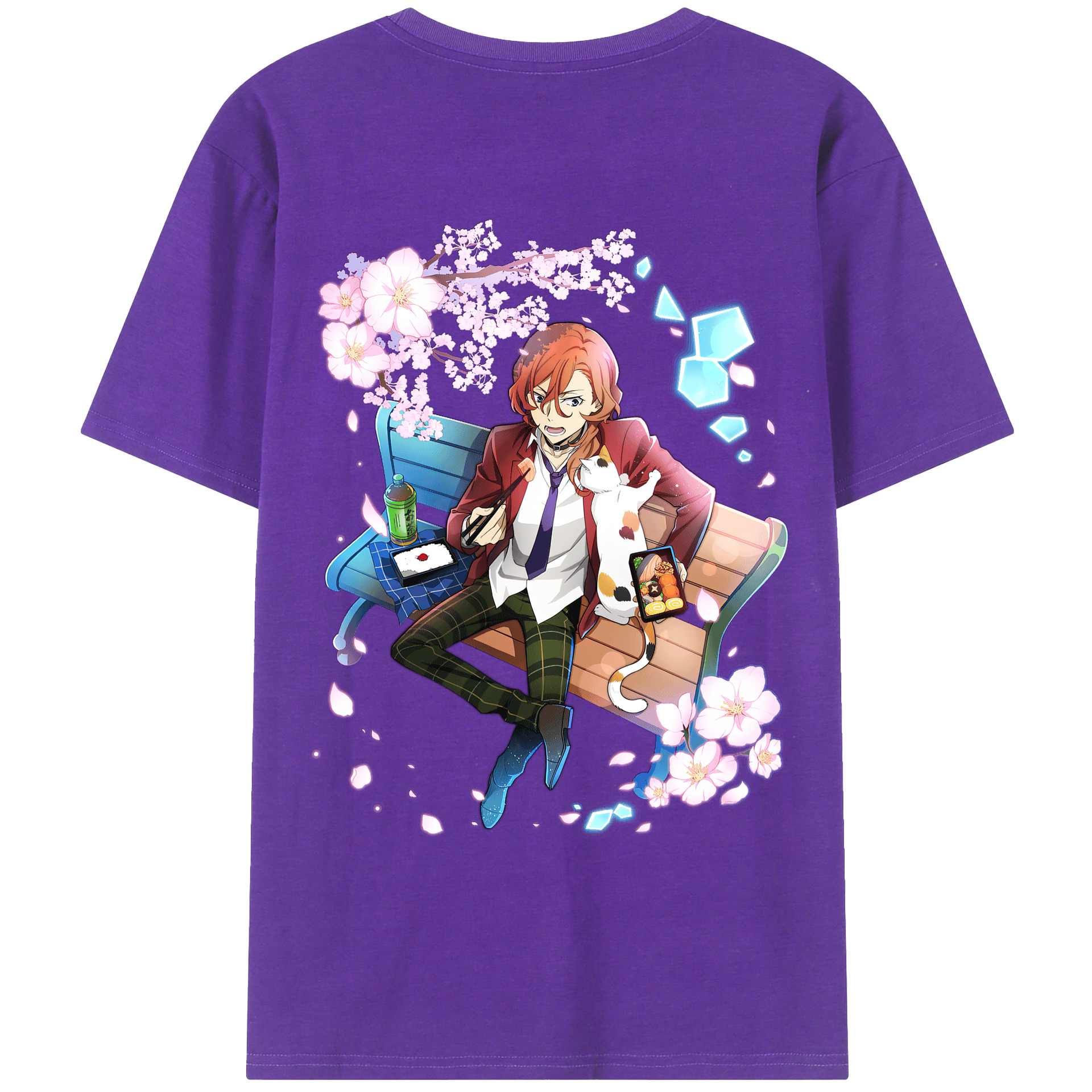 （画像用） 文豪ストレイドッグス Bungo Stray Dogs 綿100％ メンズ半袖Tシャツ（バックプリント） 通気性