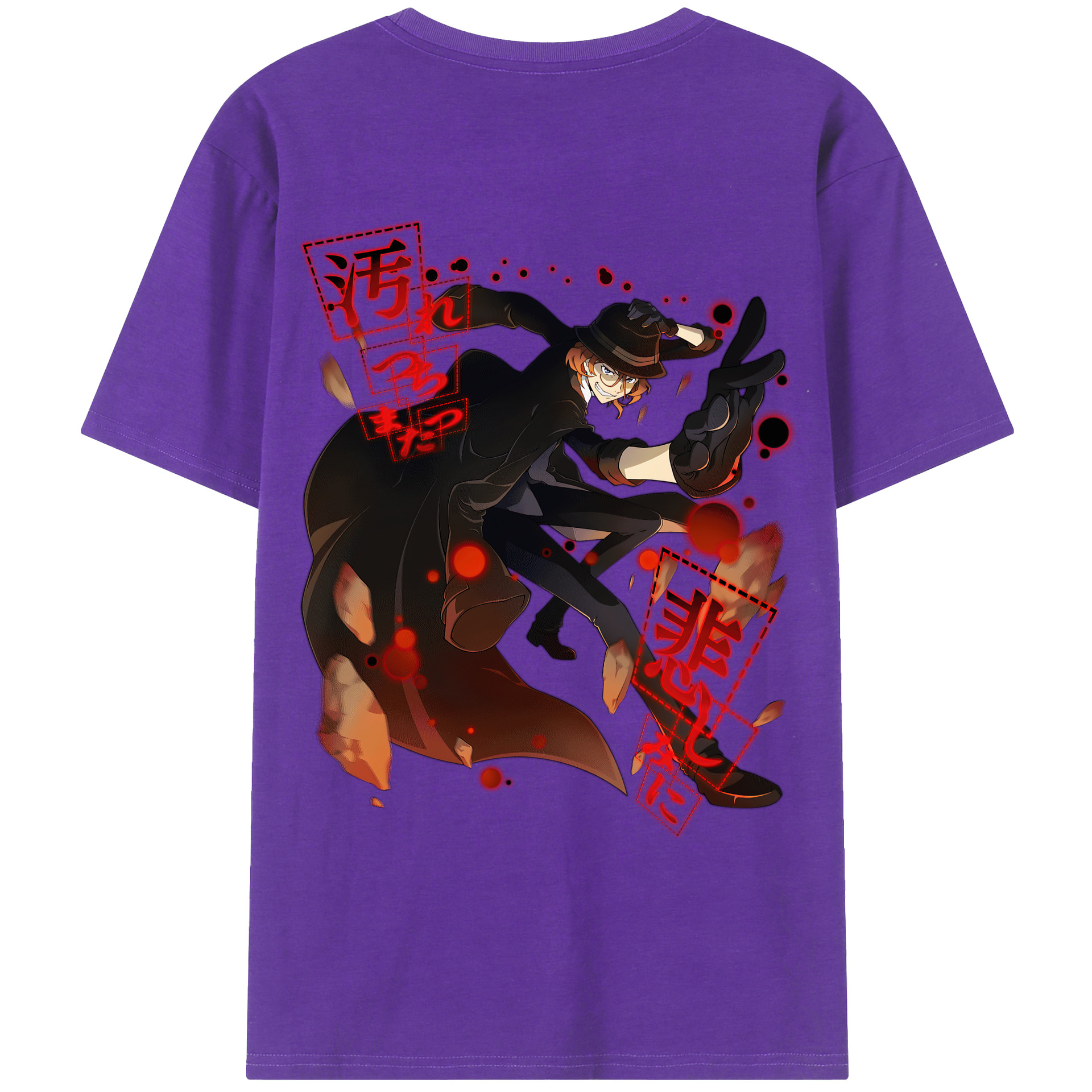 （画像用） 文豪ストレイドッグス Bungo Stray Dogs 綿100％ メンズ半袖Tシャツ（バックプリント） 通気性
