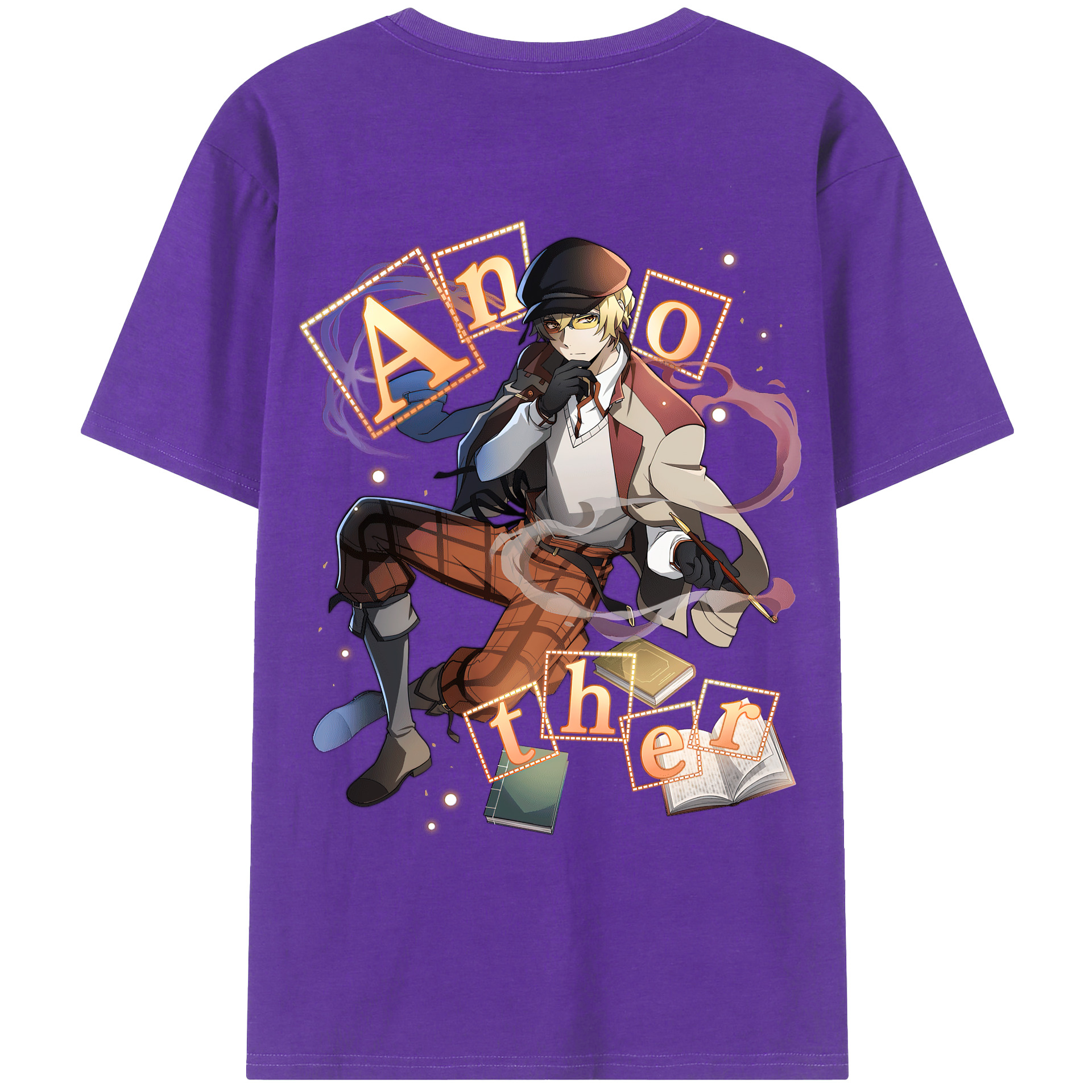 （画像用） 文豪ストレイドッグス Bungo Stray Dogs 綿100％ メンズ半袖Tシャツ（バックプリント） 通気性