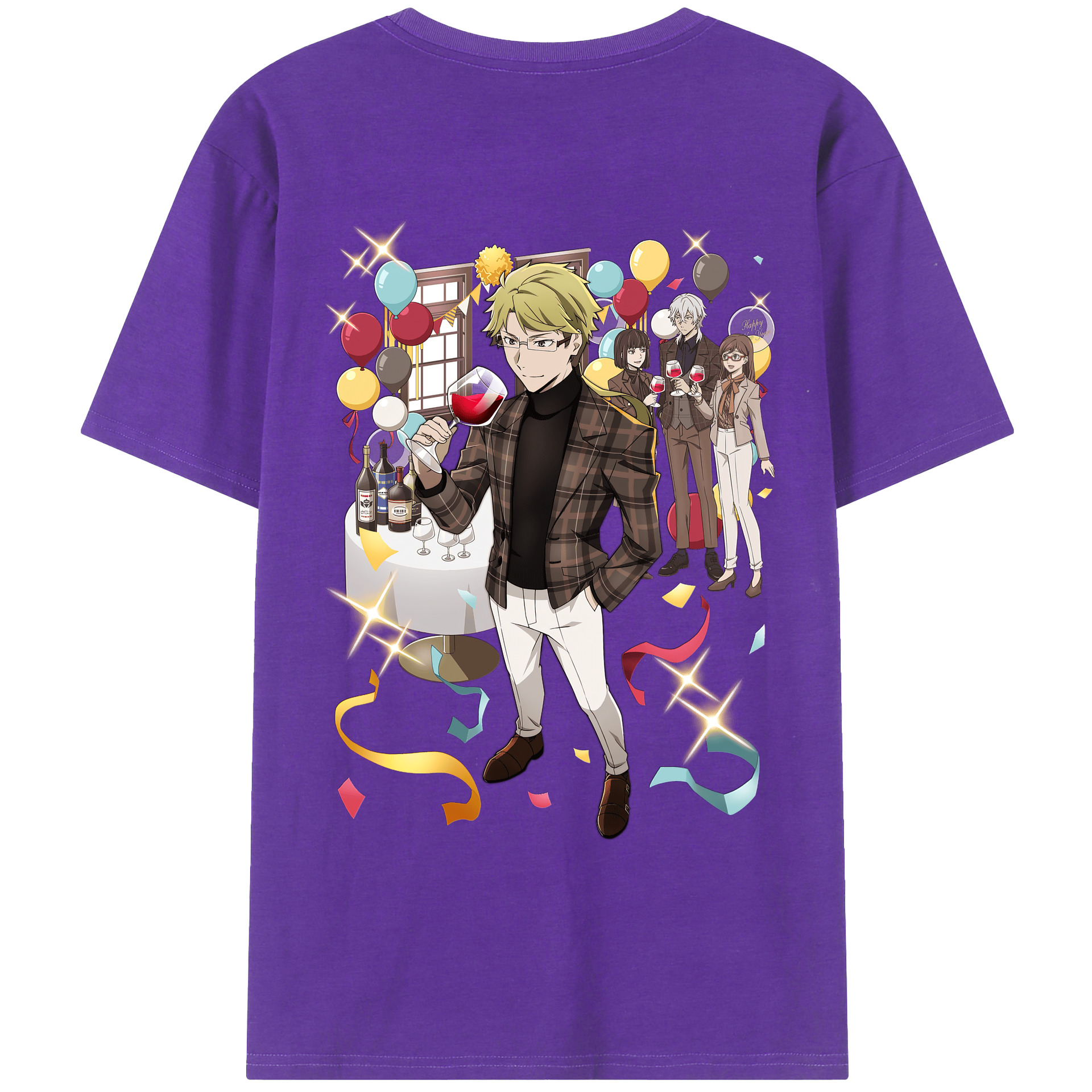 （画像用） 文豪ストレイドッグス Bungo Stray Dogs 綿100％ メンズ半袖Tシャツ（バックプリント） 通気性