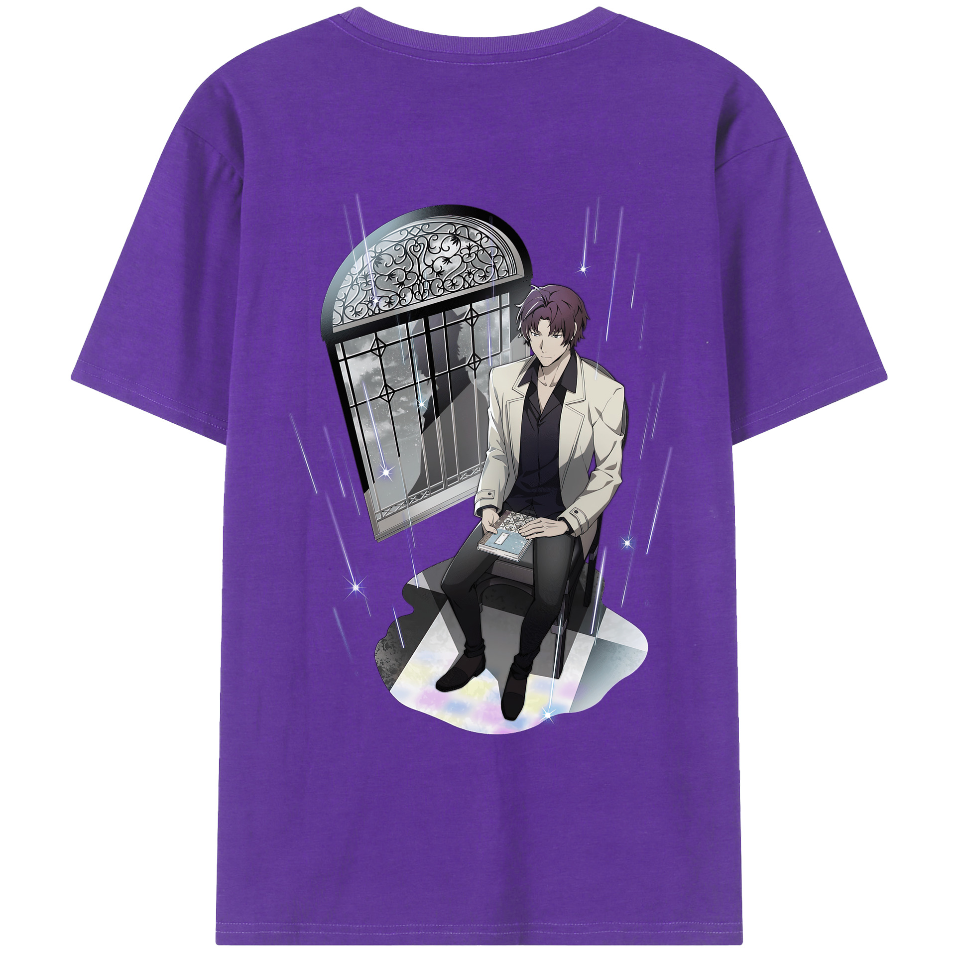 （画像用） 文豪ストレイドッグス Bungo Stray Dogs 綿100％ メンズ半袖Tシャツ（バックプリント） 通気性