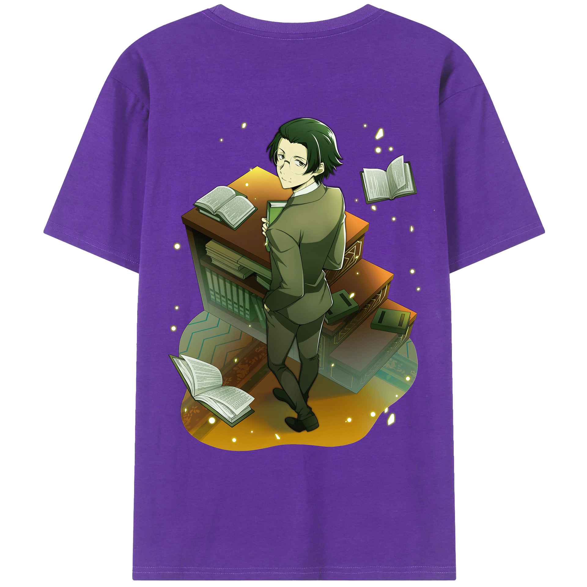 （画像用） 文豪ストレイドッグス Bungo Stray Dogs 綿100％ メンズ半袖Tシャツ（バックプリント） 通気性
