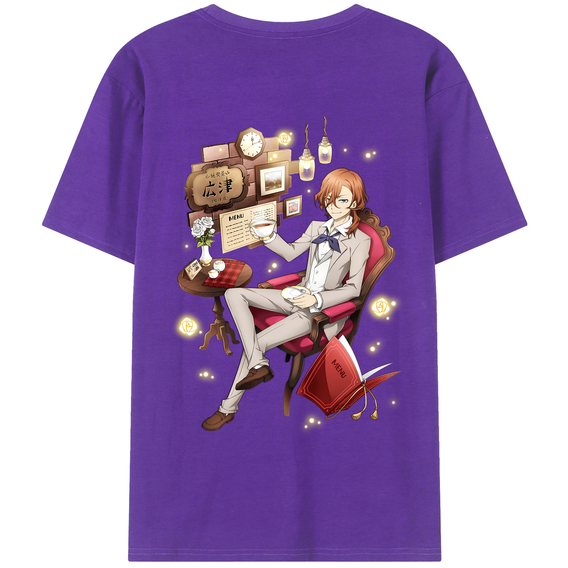 （画像用） 文豪ストレイドッグス Bungo Stray Dogs 綿100％ メンズ半袖Tシャツ（バックプリント） 通気性