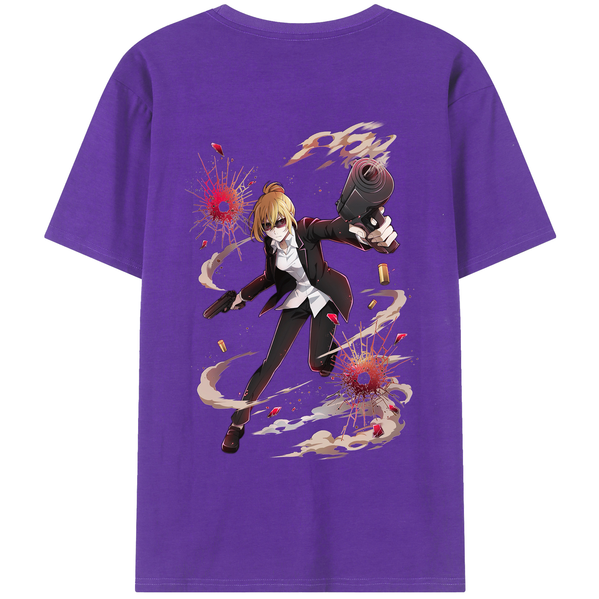 （画像用） 文豪ストレイドッグス Bungo Stray Dogs 綿100％ メンズ半袖Tシャツ（バックプリント） 通気性