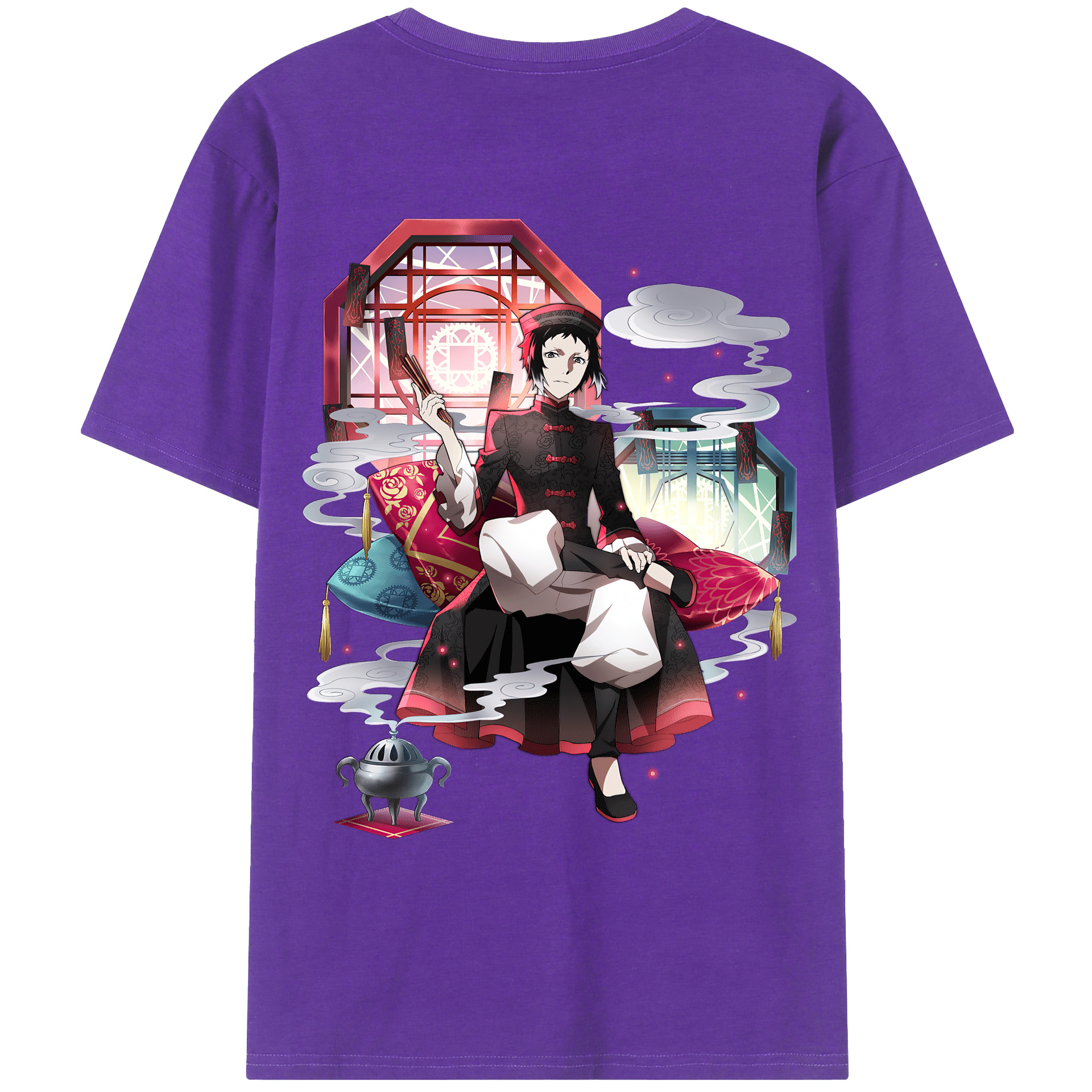 （画像用） 文豪ストレイドッグス Bungo Stray Dogs 綿100％ メンズ半袖Tシャツ（バックプリント） 通気性
