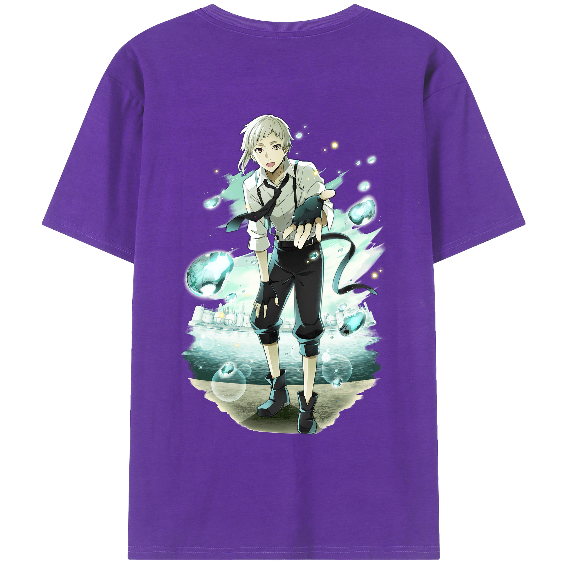 （画像用） 文豪ストレイドッグス Bungo Stray Dogs 綿100％ メンズ半袖Tシャツ（バックプリント） 通気性