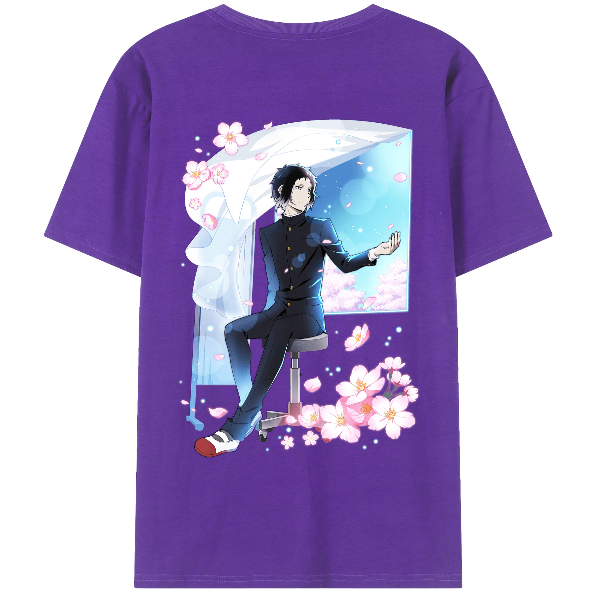 （画像用） 文豪ストレイドッグス Bungo Stray Dogs 綿100％ メンズ半袖Tシャツ（バックプリント） 通気性