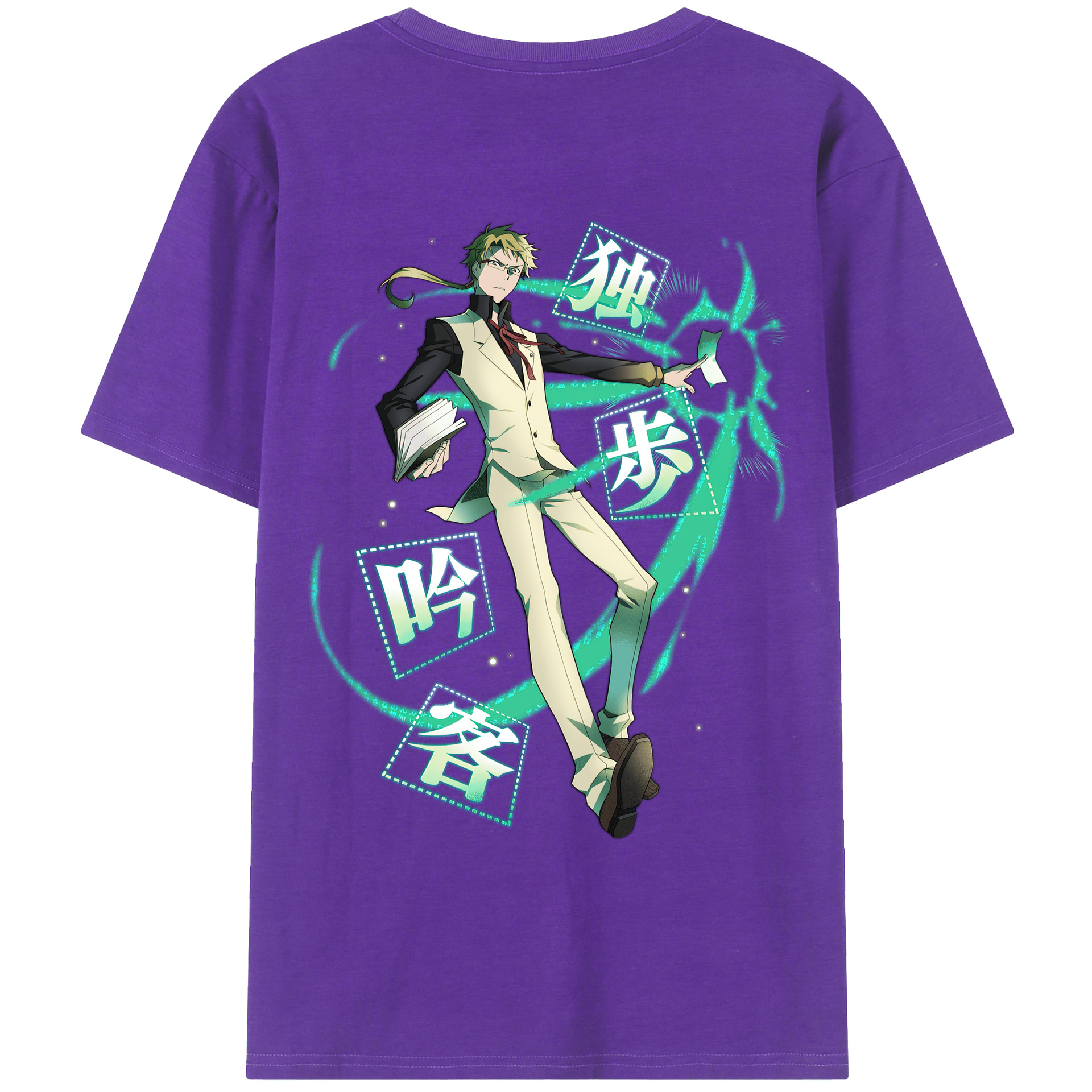 （画像用） 文豪ストレイドッグス Bungo Stray Dogs 綿100％ メンズ半袖Tシャツ（バックプリント） 通気性