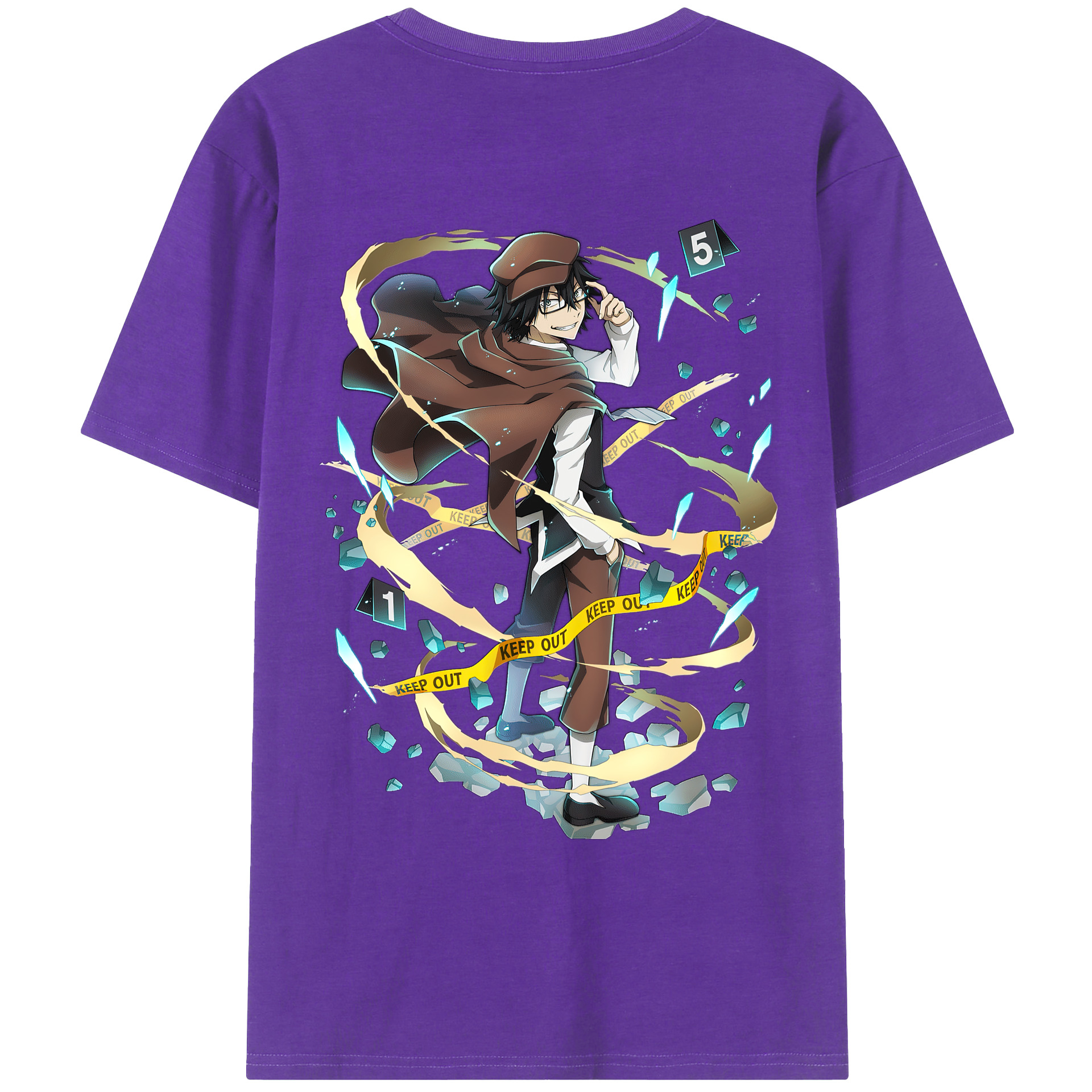 （画像用） 文豪ストレイドッグス Bungo Stray Dogs 綿100％ メンズ半袖Tシャツ（バックプリント） 通気性