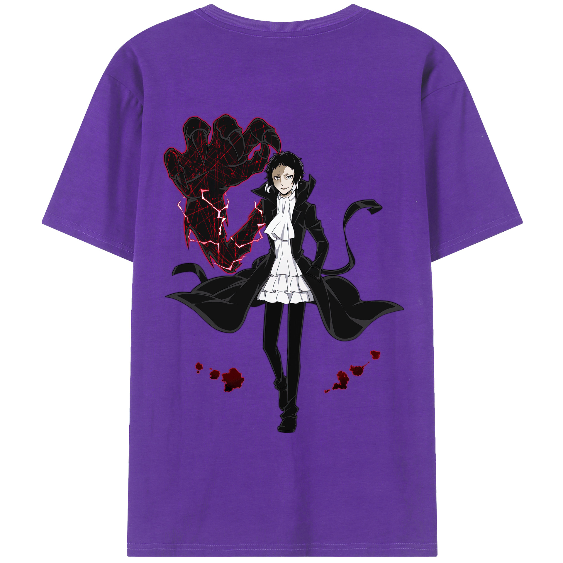 （画像用） 文豪ストレイドッグス Bungo Stray Dogs 綿100％ メンズ半袖Tシャツ（バックプリント） 通気性