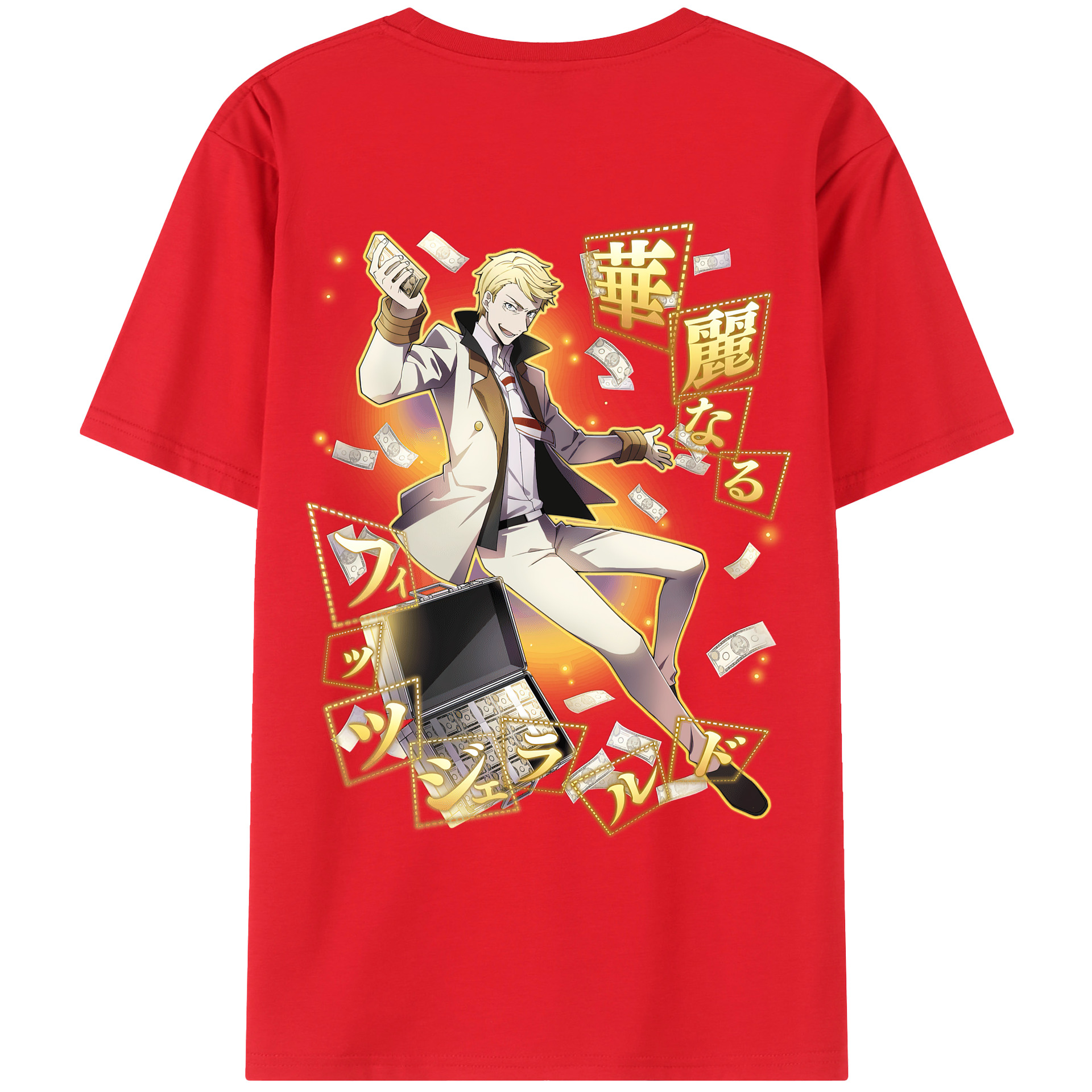 （画像用） 文豪ストレイドッグス Bungo Stray Dogs 綿100％ メンズ半袖Tシャツ（バックプリント） 通気性