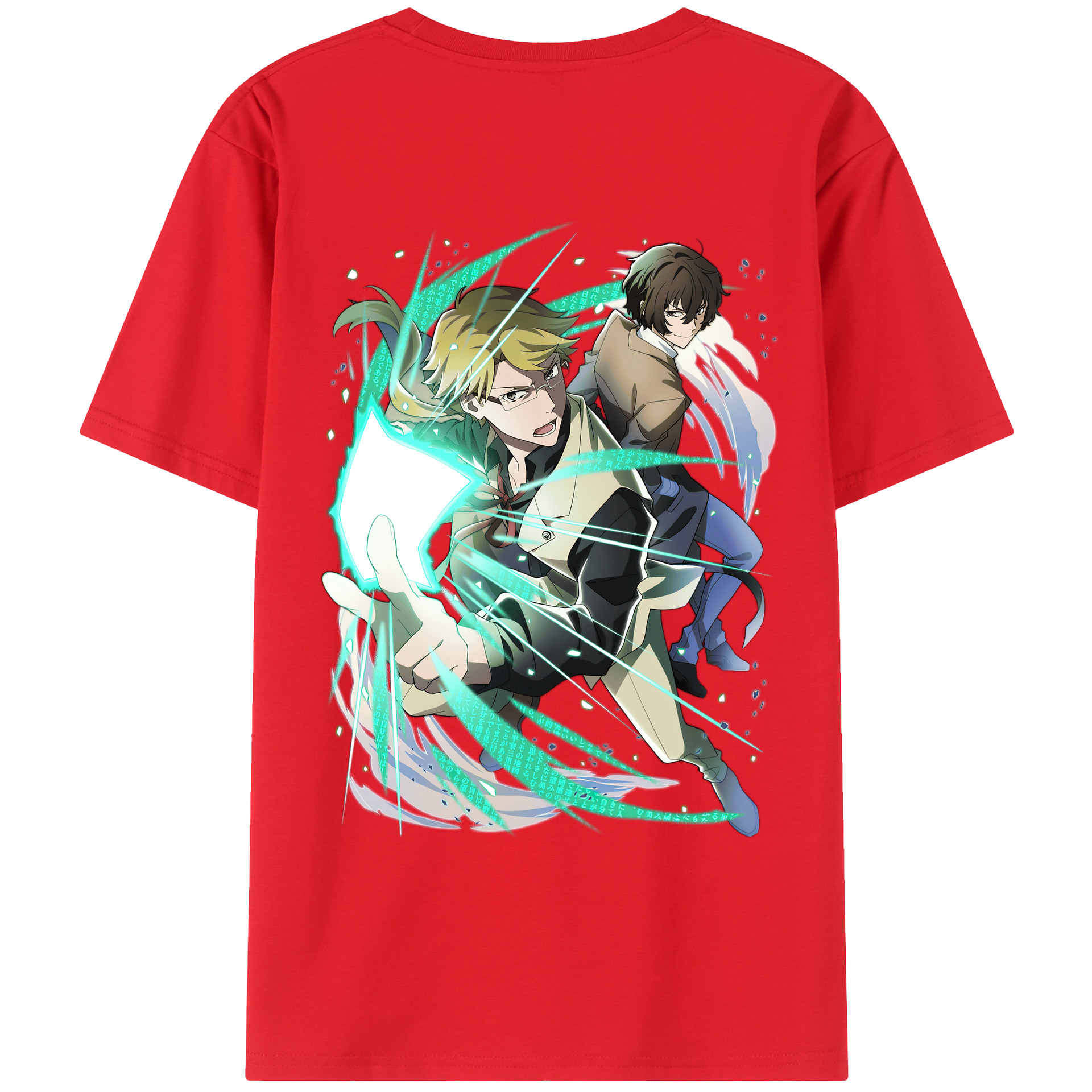 （画像用） 文豪ストレイドッグス Bungo Stray Dogs 綿100％ メンズ半袖Tシャツ（バックプリント） 通気性