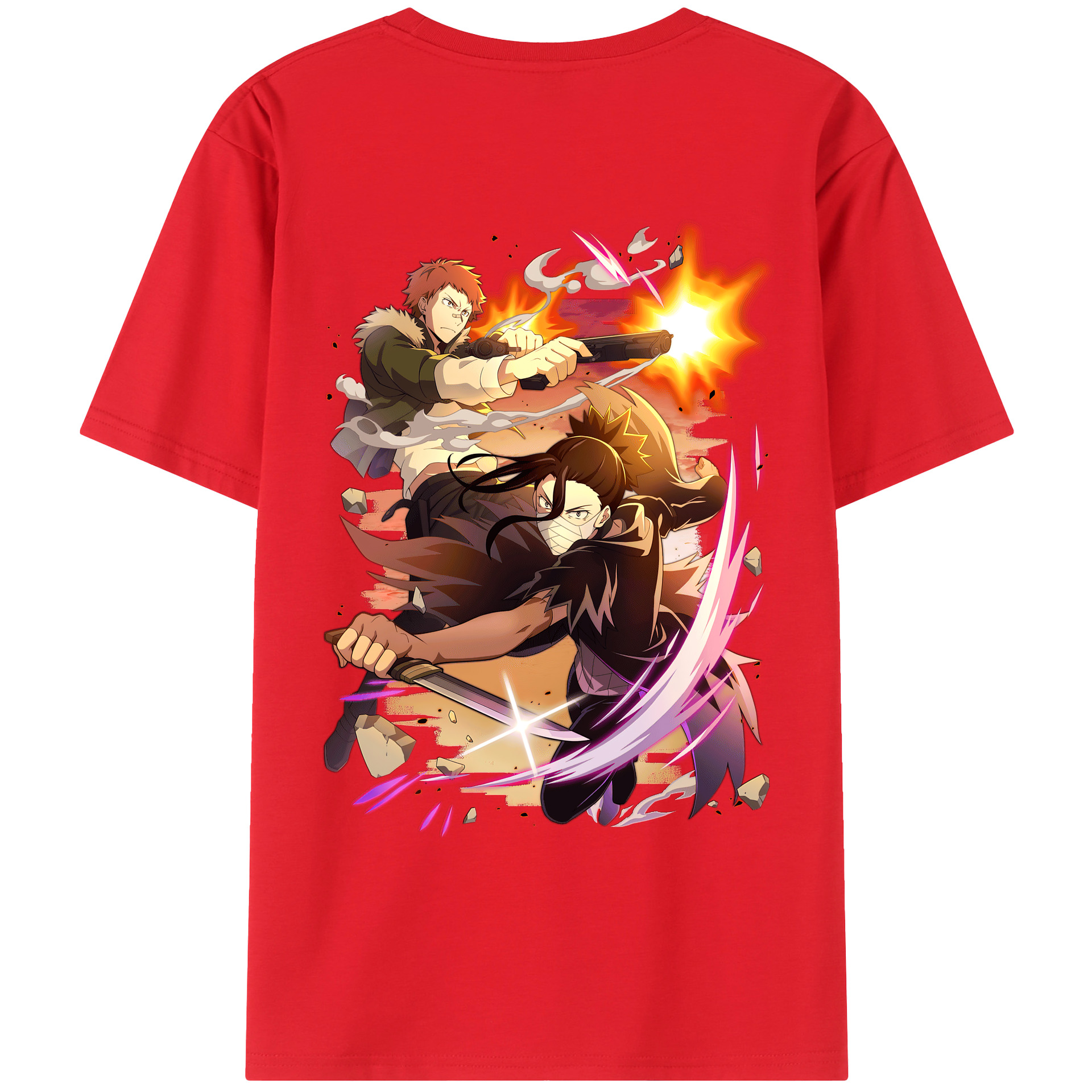 （画像用） 文豪ストレイドッグス Bungo Stray Dogs 綿100％ メンズ半袖Tシャツ（バックプリント） 通気性