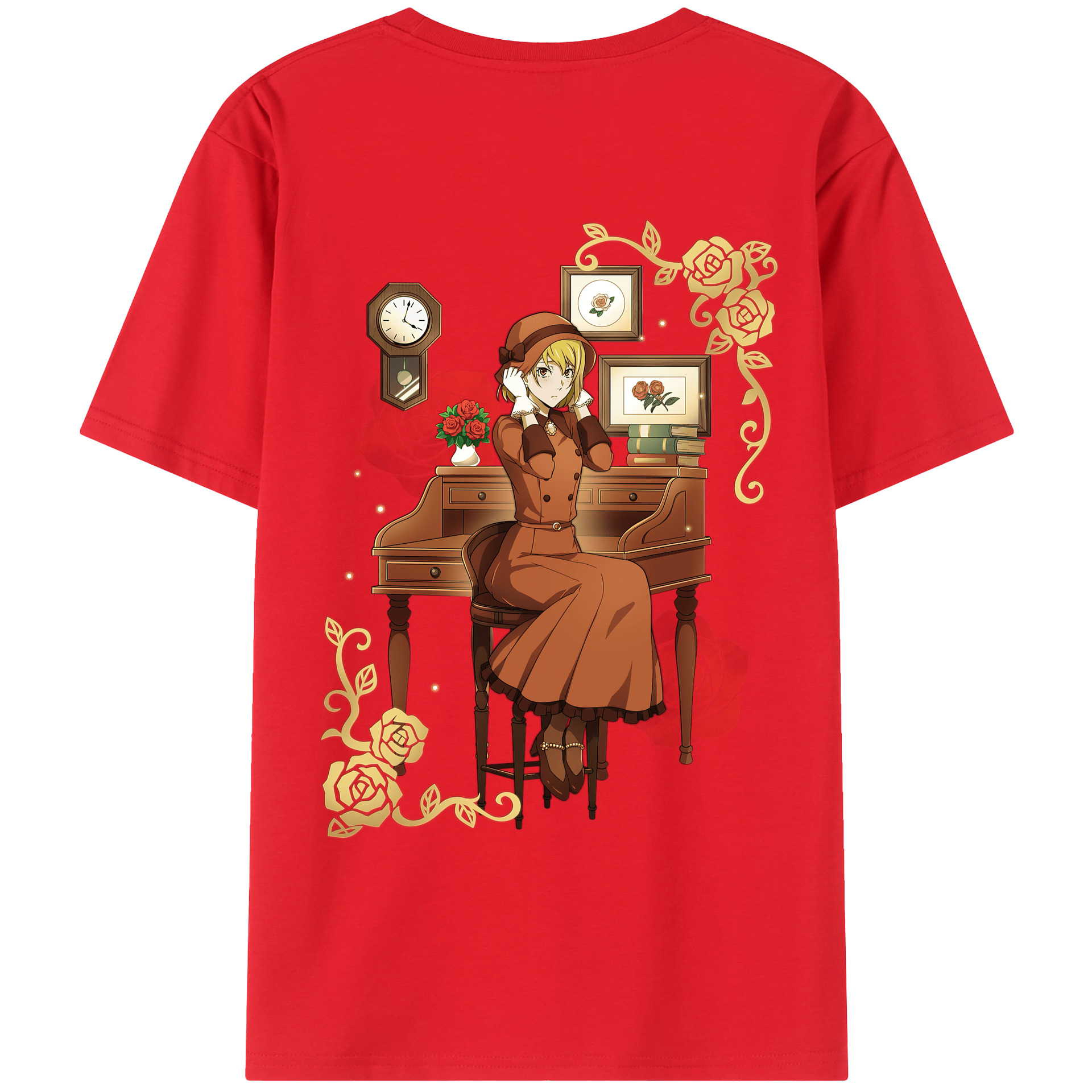 （画像用） 文豪ストレイドッグス Bungo Stray Dogs 綿100％ メンズ半袖Tシャツ（バックプリント） 通気性