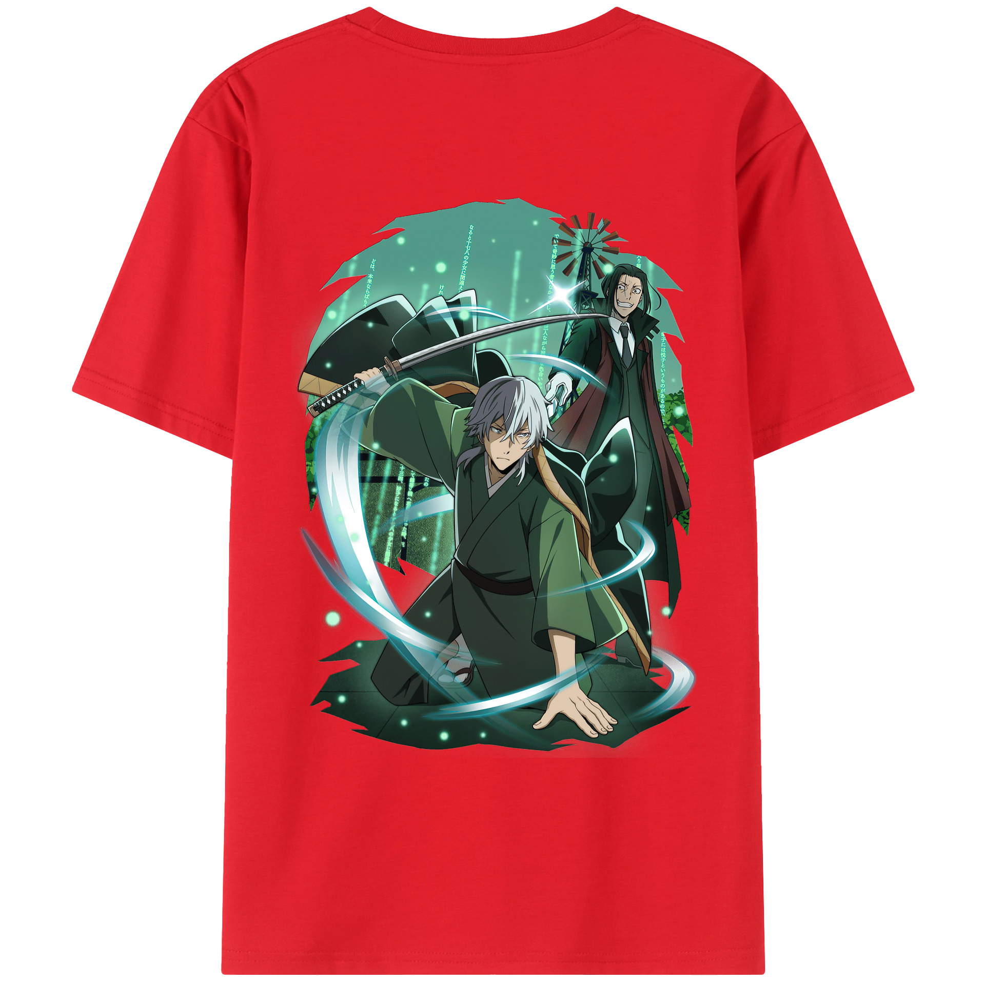 （画像用） 文豪ストレイドッグス Bungo Stray Dogs 綿100％ メンズ半袖Tシャツ（バックプリント） 通気性