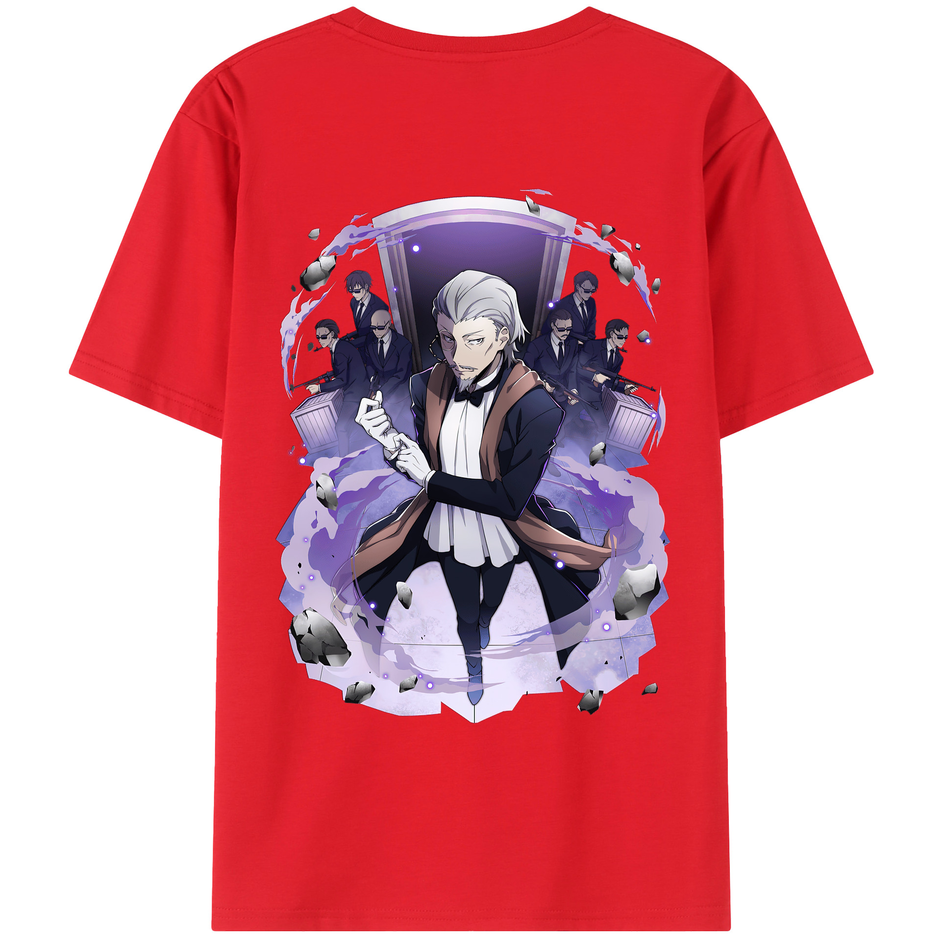 （画像用） 文豪ストレイドッグス Bungo Stray Dogs 綿100％ メンズ半袖Tシャツ（バックプリント） 通気性