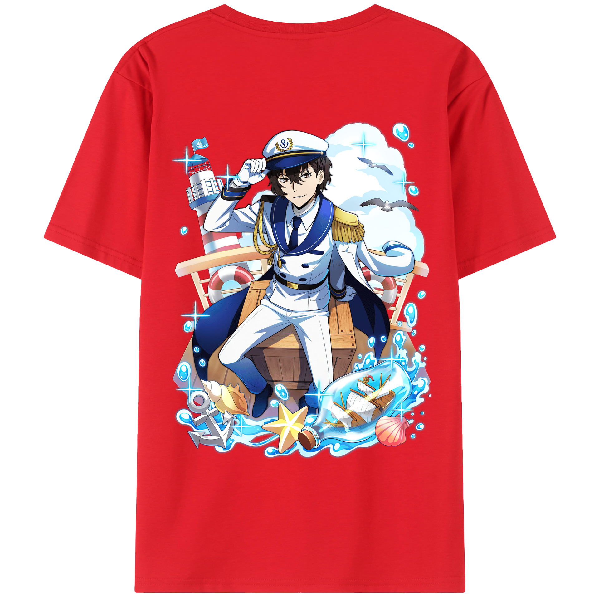 （画像用） 文豪ストレイドッグス Bungo Stray Dogs 綿100％ メンズ半袖Tシャツ（バックプリント） 通気性