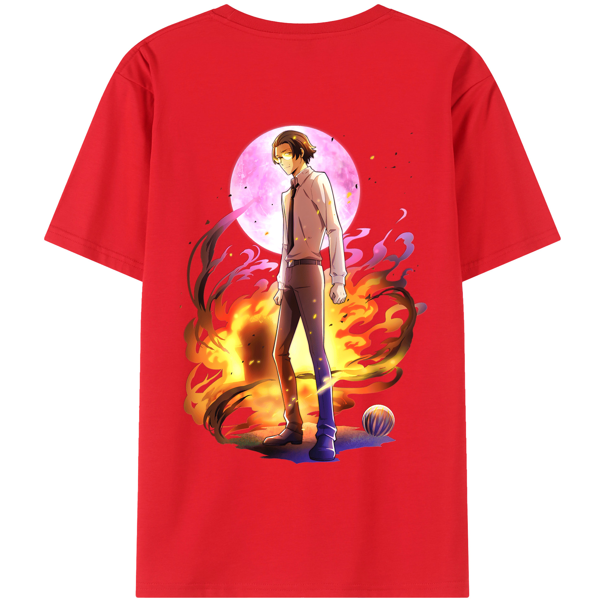 （画像用） 文豪ストレイドッグス Bungo Stray Dogs 綿100％ メンズ半袖Tシャツ（バックプリント） 通気性