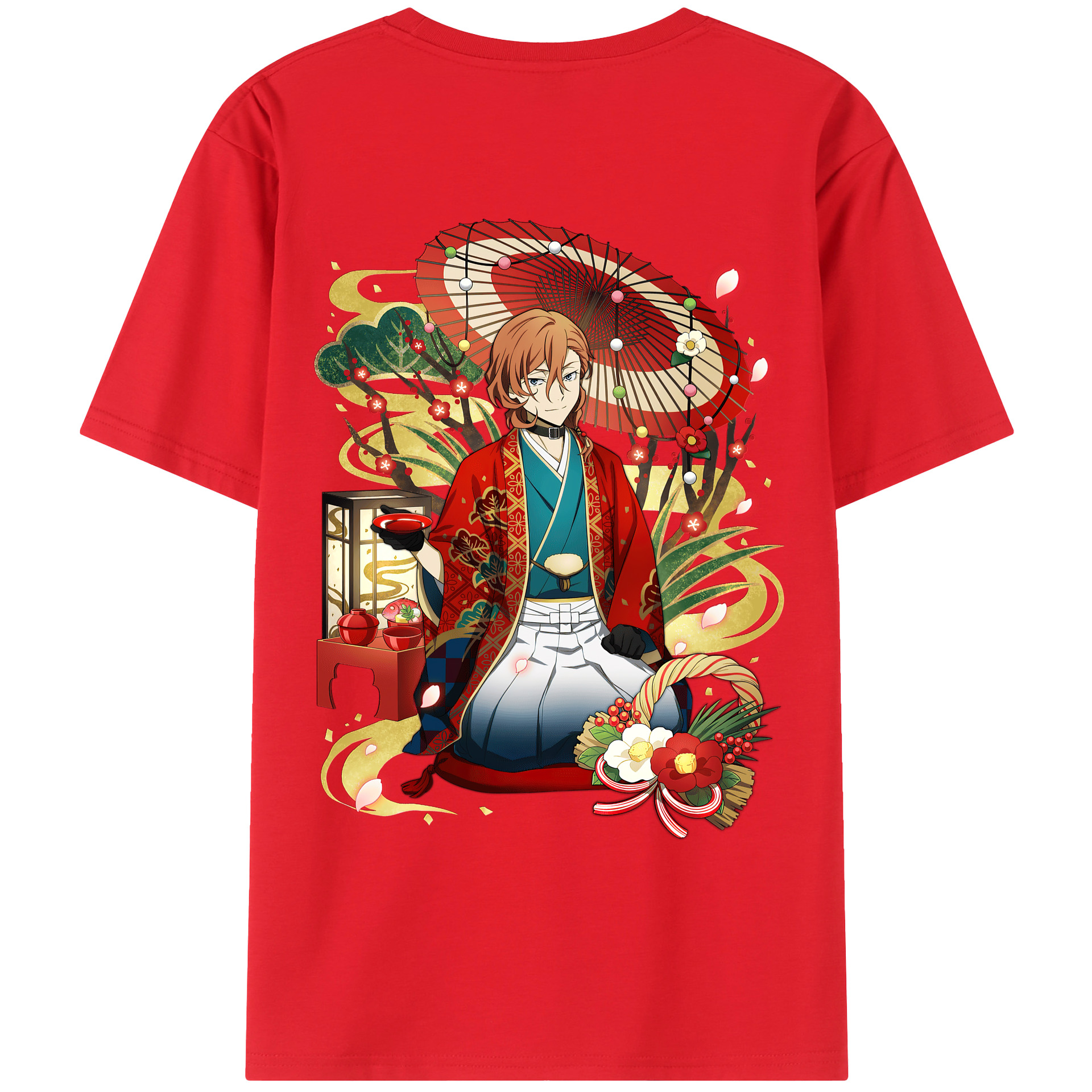 （画像用） 文豪ストレイドッグス Bungo Stray Dogs 綿100％ メンズ半袖Tシャツ（バックプリント） 通気性