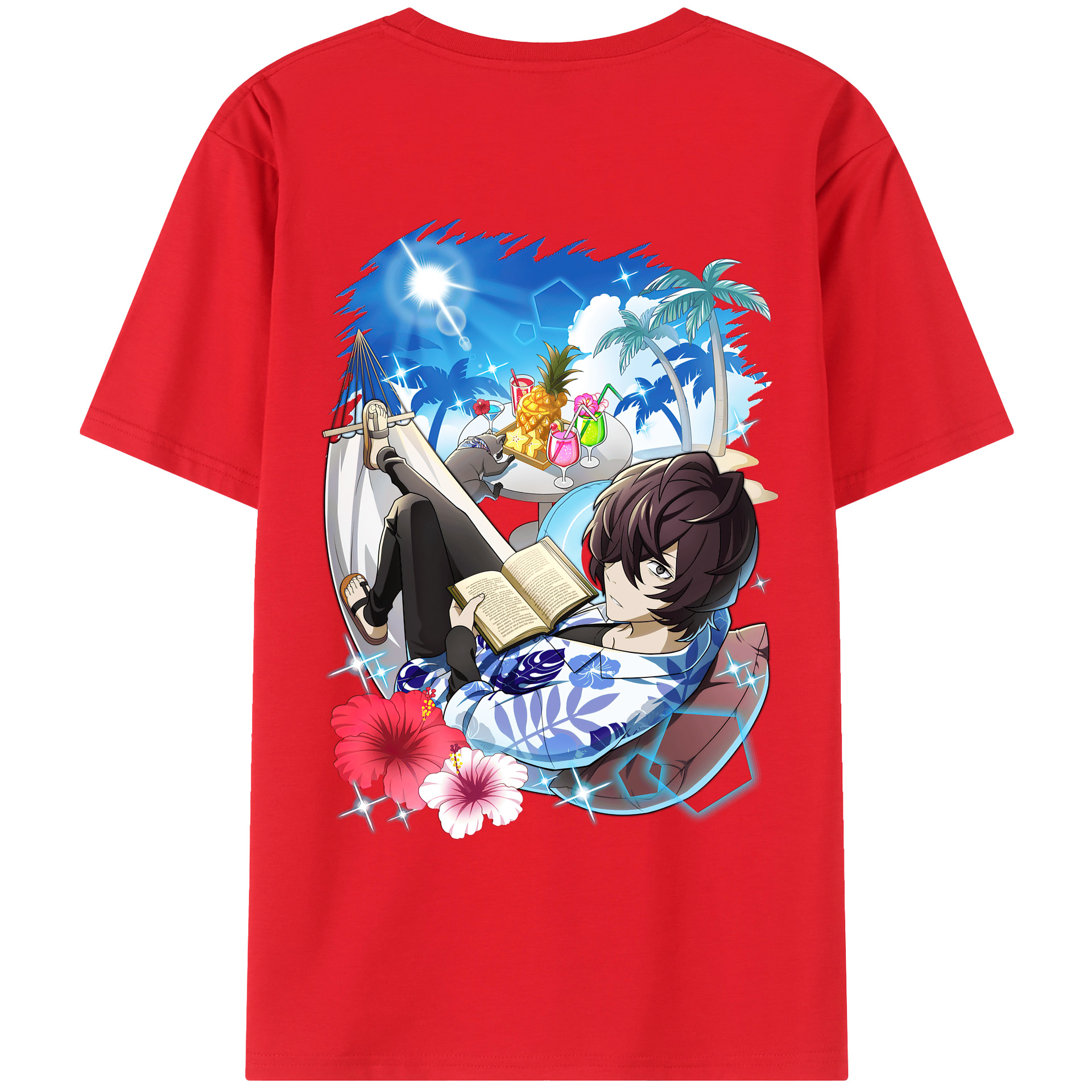 （画像用） 文豪ストレイドッグス Bungo Stray Dogs 綿100％ メンズ半袖Tシャツ（バックプリント） 通気性