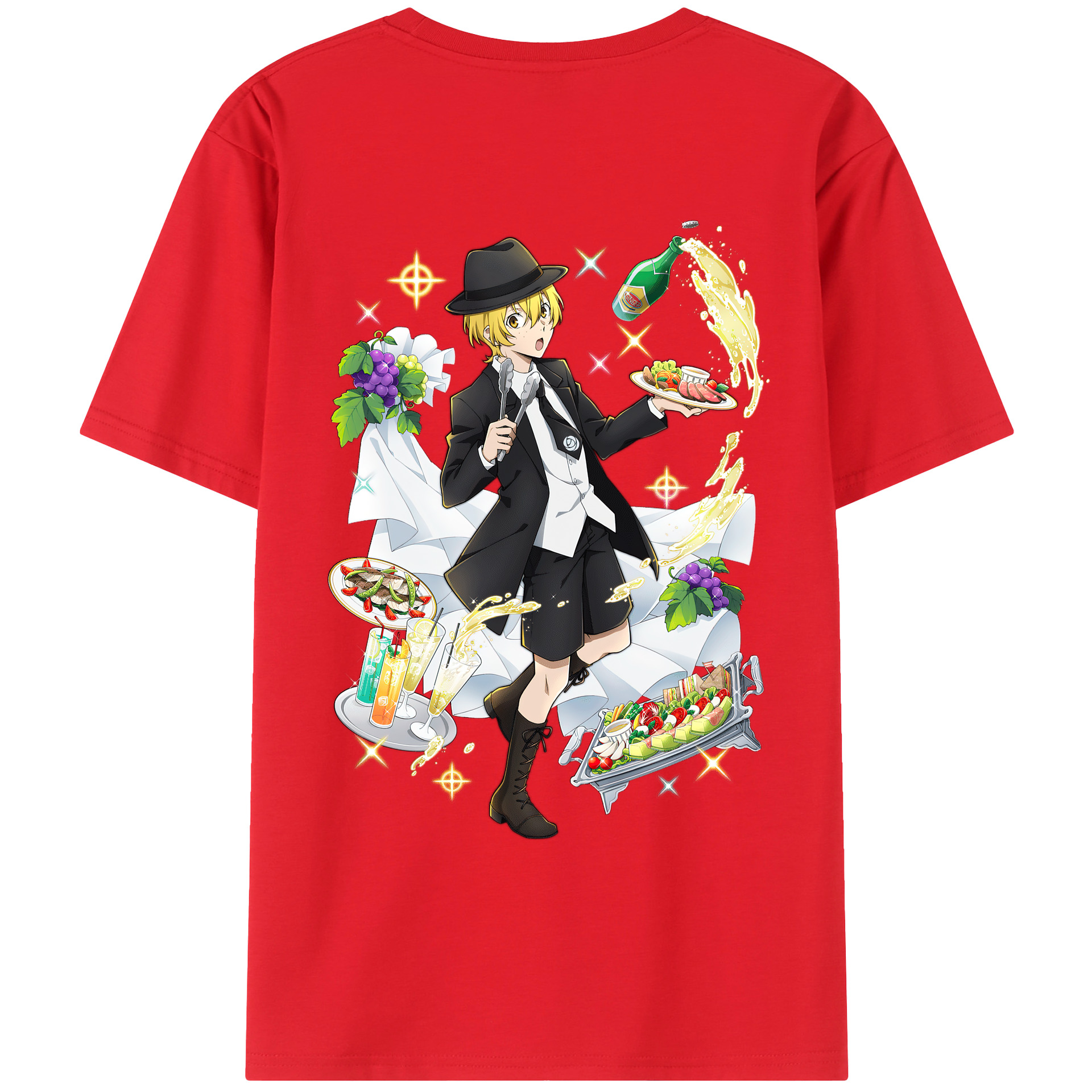 （画像用） 文豪ストレイドッグス Bungo Stray Dogs 綿100％ メンズ半袖Tシャツ（バックプリント） 通気性