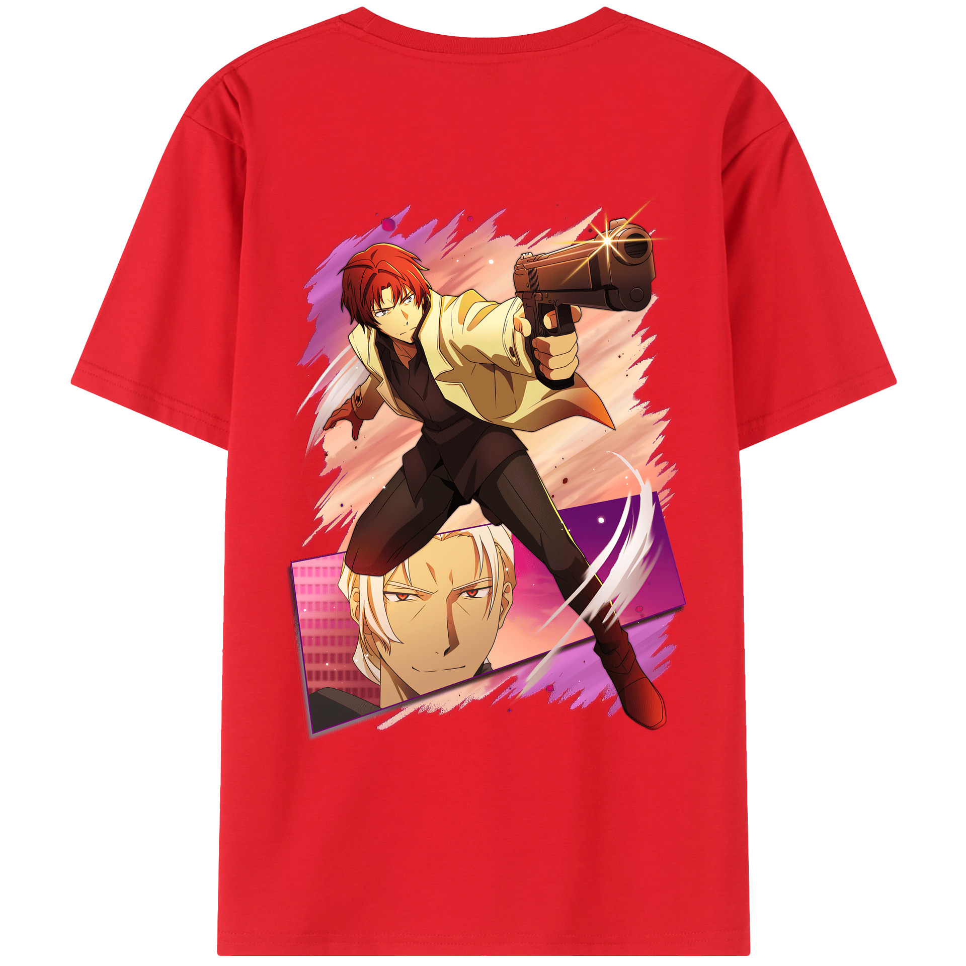 （画像用） 文豪ストレイドッグス Bungo Stray Dogs 綿100％ メンズ半袖Tシャツ（バックプリント） 通気性