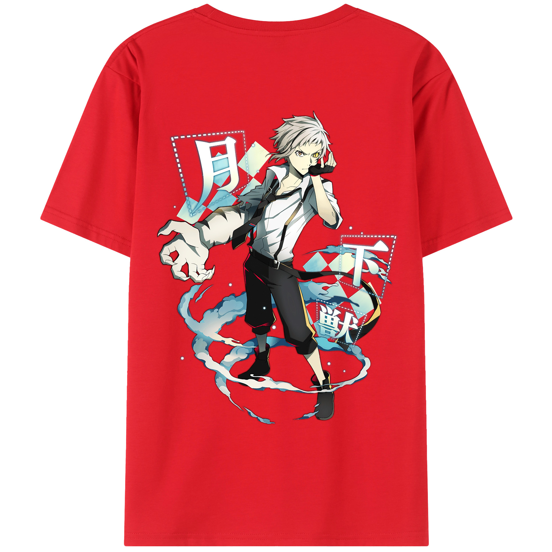 （画像用） 文豪ストレイドッグス Bungo Stray Dogs 綿100％ メンズ半袖Tシャツ（バックプリント） 通気性
