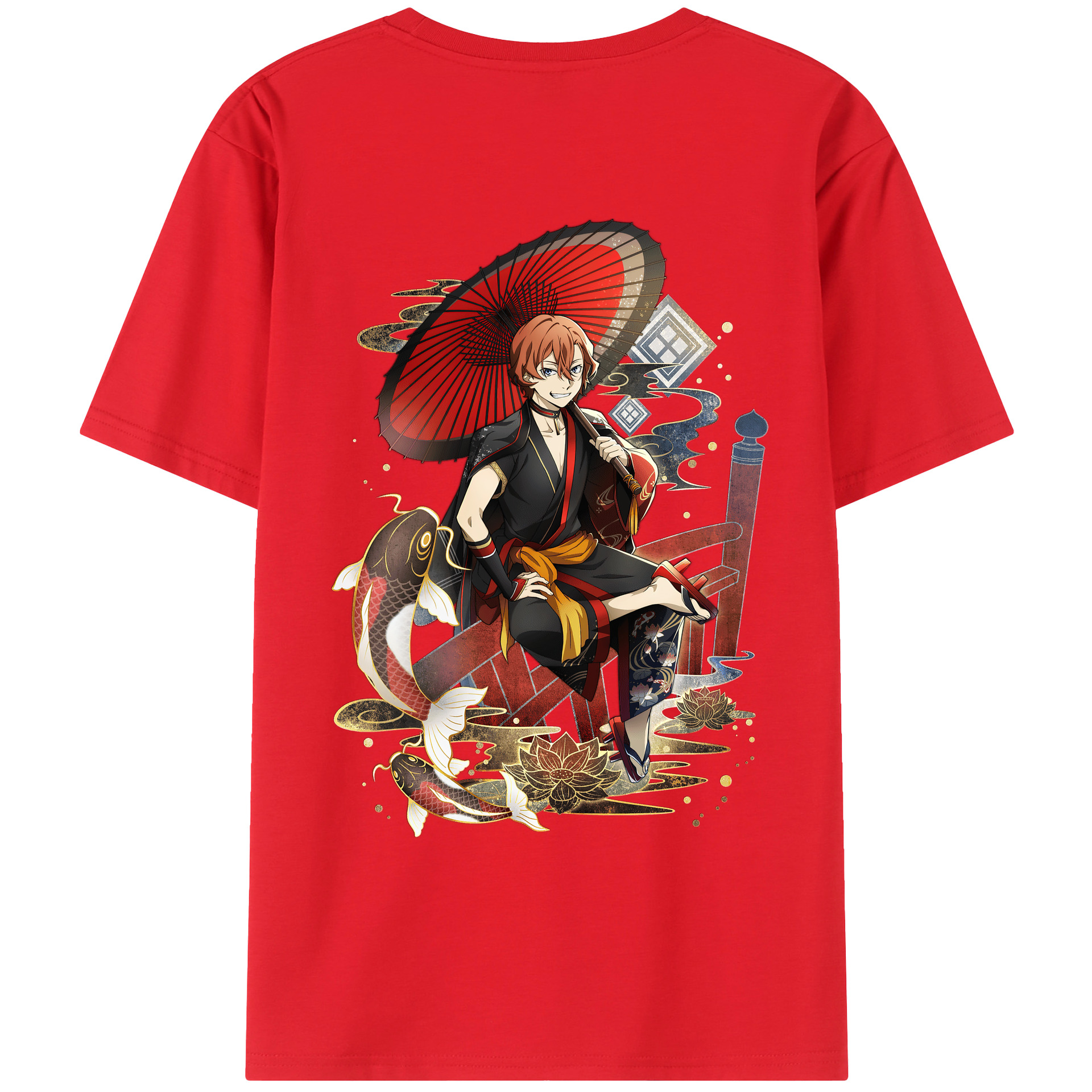 （画像用） 文豪ストレイドッグス Bungo Stray Dogs 綿100％ メンズ半袖Tシャツ（バックプリント） 通気性