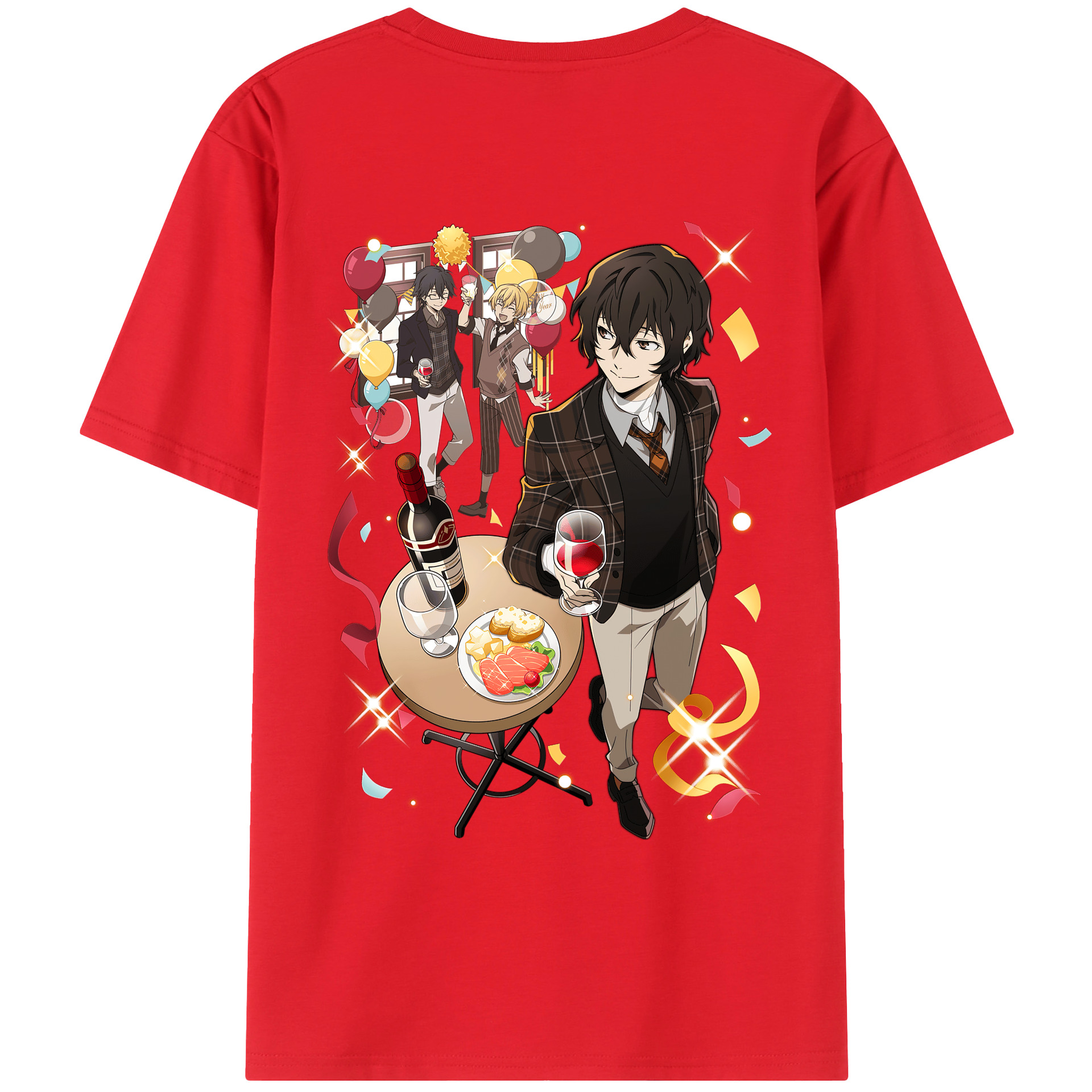 （画像用） 文豪ストレイドッグス Bungo Stray Dogs 綿100％ メンズ半袖Tシャツ（バックプリント） 通気性