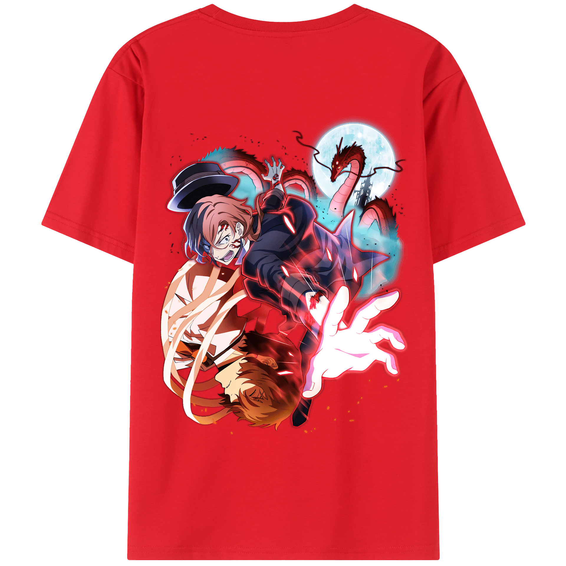 （画像用） 文豪ストレイドッグス Bungo Stray Dogs 綿100％ メンズ半袖Tシャツ（バックプリント） 通気性