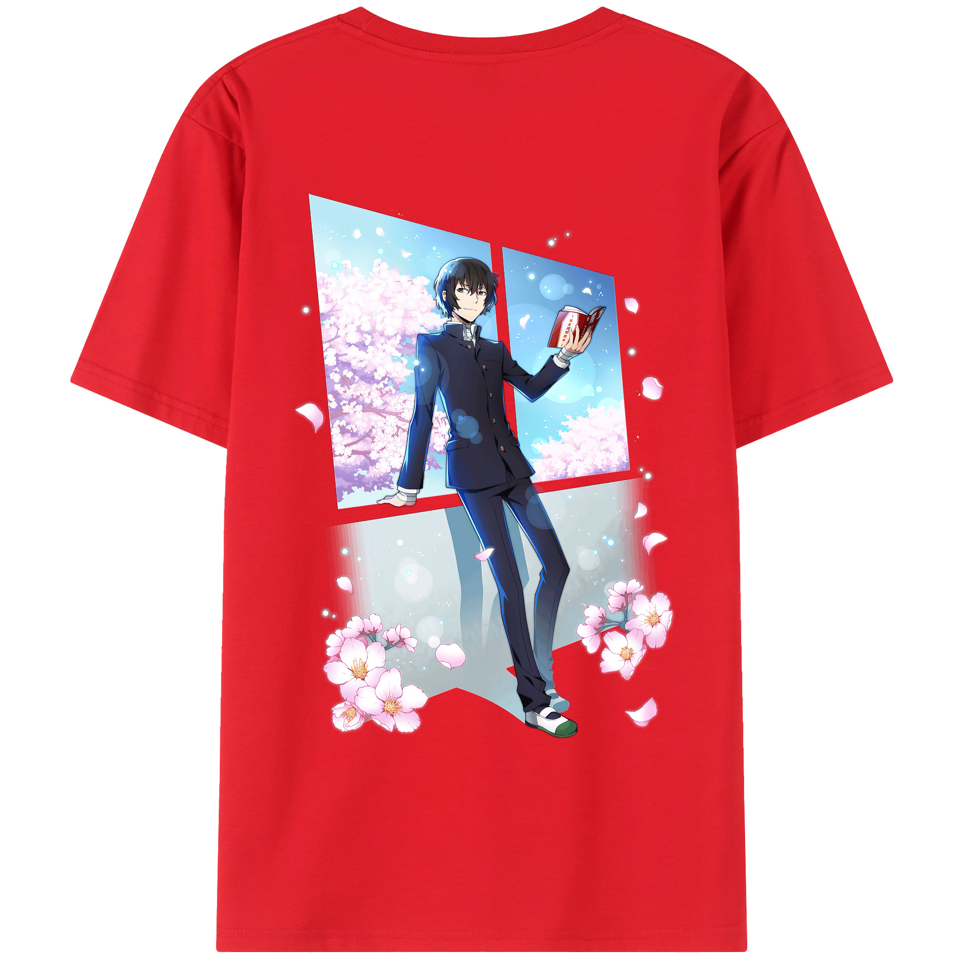 （画像用） 文豪ストレイドッグス Bungo Stray Dogs 綿100％ メンズ半袖Tシャツ（バックプリント） 通気性