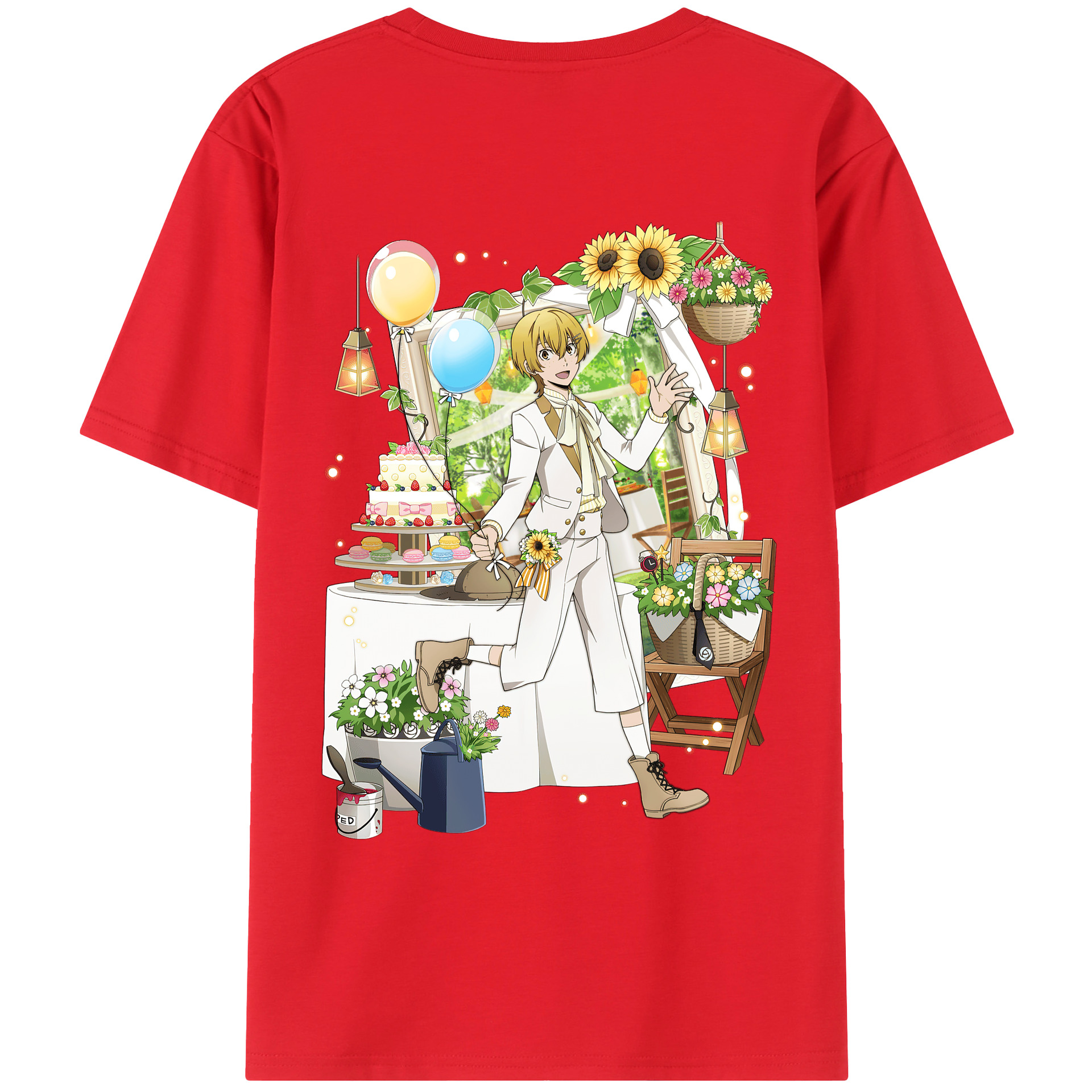 （画像用） 文豪ストレイドッグス Bungo Stray Dogs 綿100％ メンズ半袖Tシャツ（バックプリント） 通気性