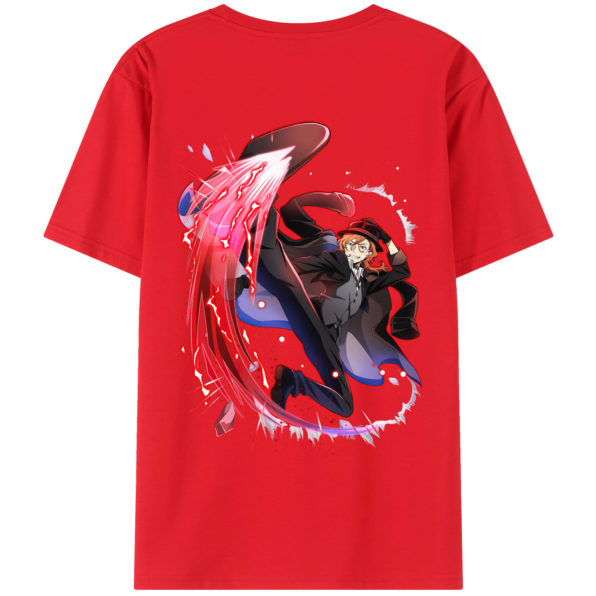 （画像用） 文豪ストレイドッグス Bungo Stray Dogs 綿100％ メンズ半袖Tシャツ（バックプリント） 通気性