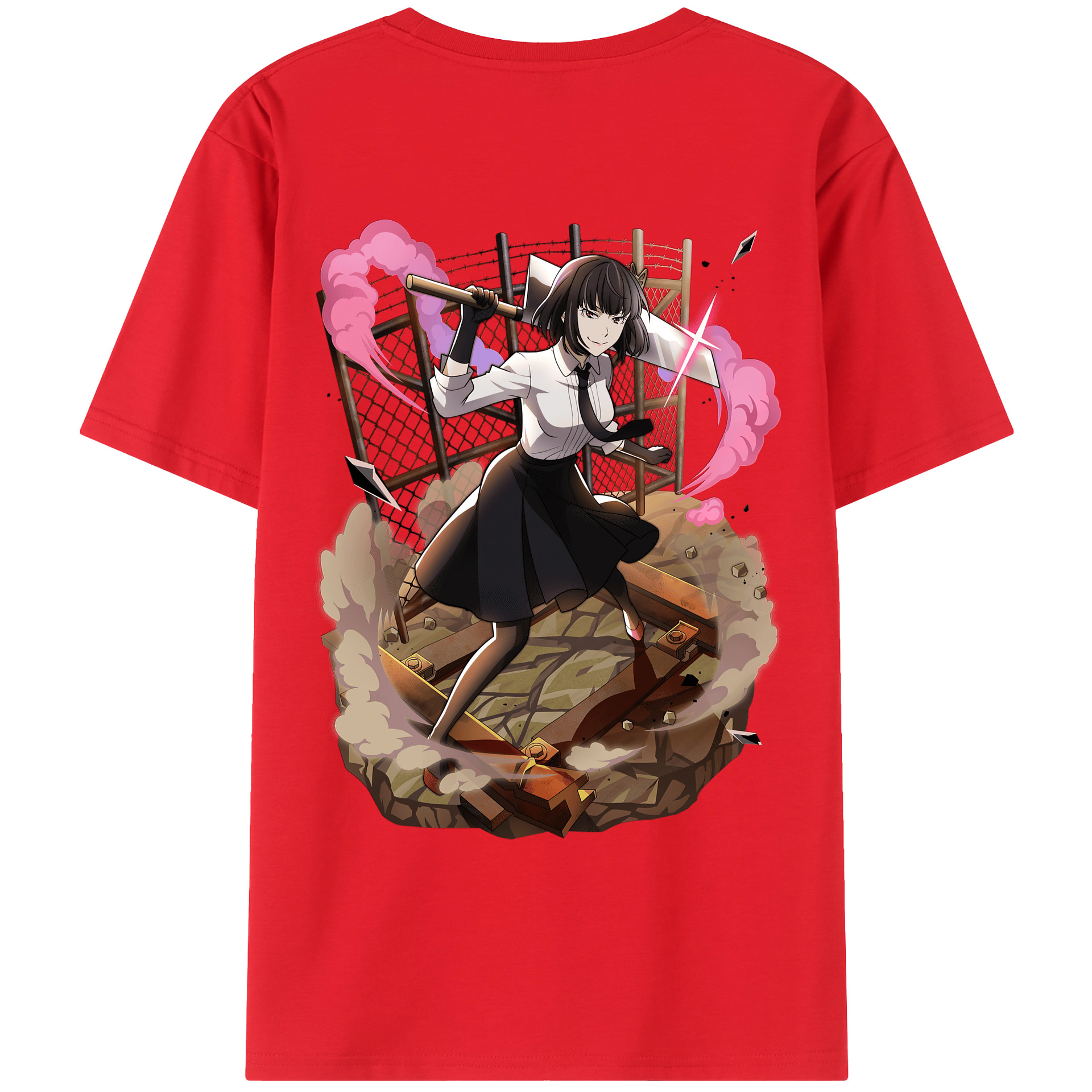 （画像用） 文豪ストレイドッグス Bungo Stray Dogs 綿100％ メンズ半袖Tシャツ（バックプリント） 通気性