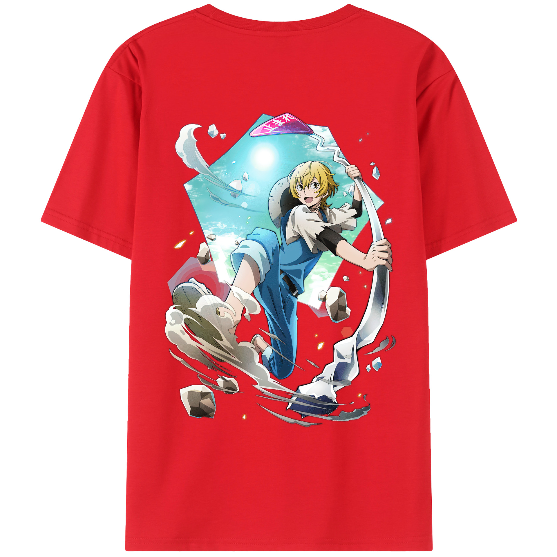 （画像用） 文豪ストレイドッグス Bungo Stray Dogs 綿100％ メンズ半袖Tシャツ（バックプリント） 通気性