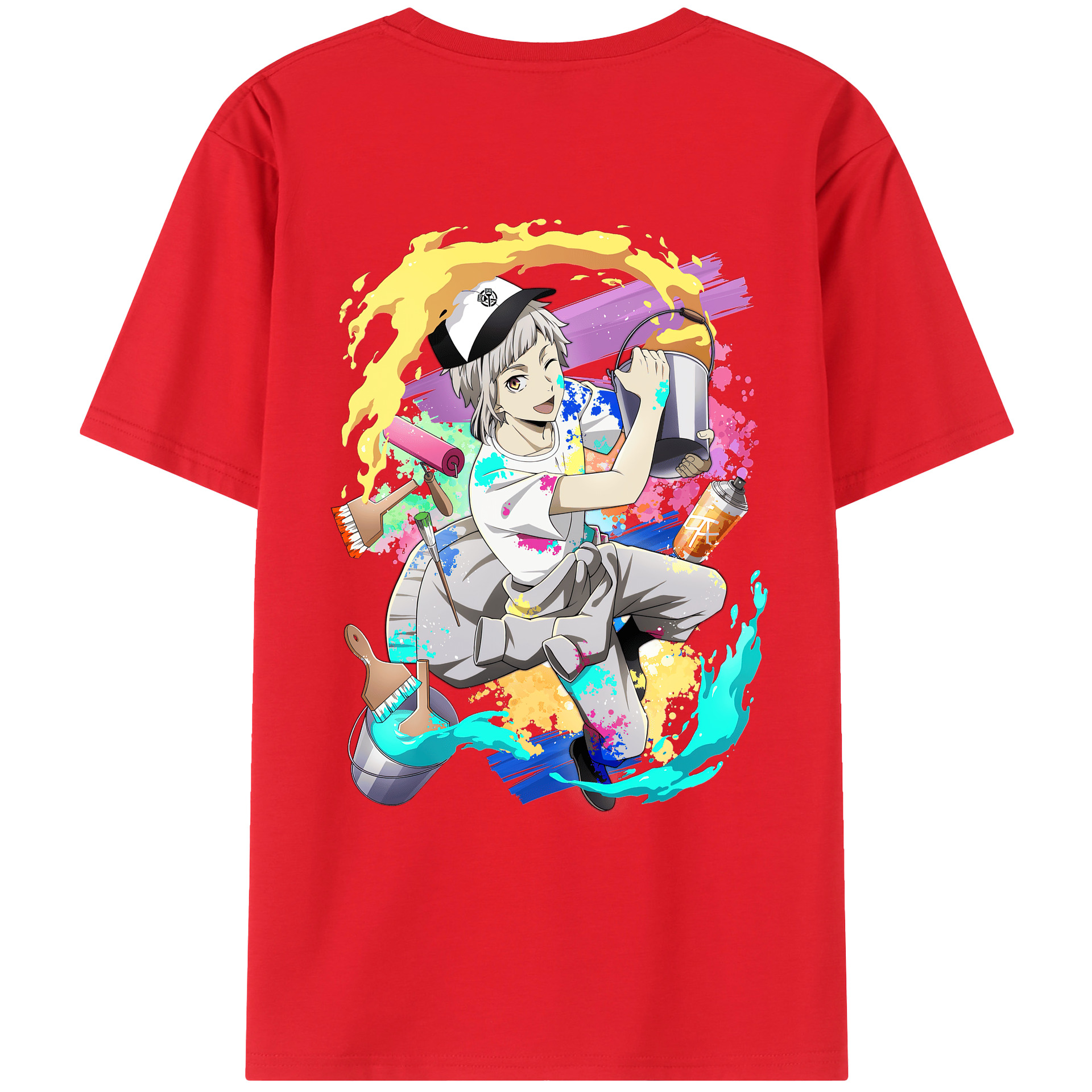 （画像用） 文豪ストレイドッグス Bungo Stray Dogs 綿100％ メンズ半袖Tシャツ（バックプリント） 通気性