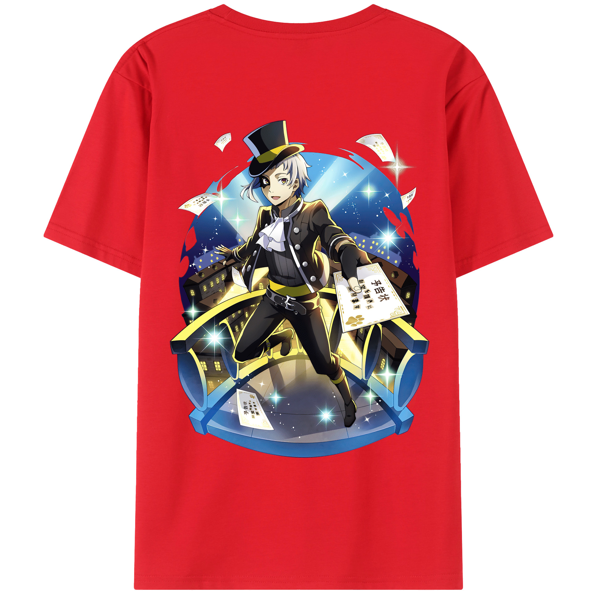 （画像用） 文豪ストレイドッグス Bungo Stray Dogs 綿100％ メンズ半袖Tシャツ（バックプリント） 通気性